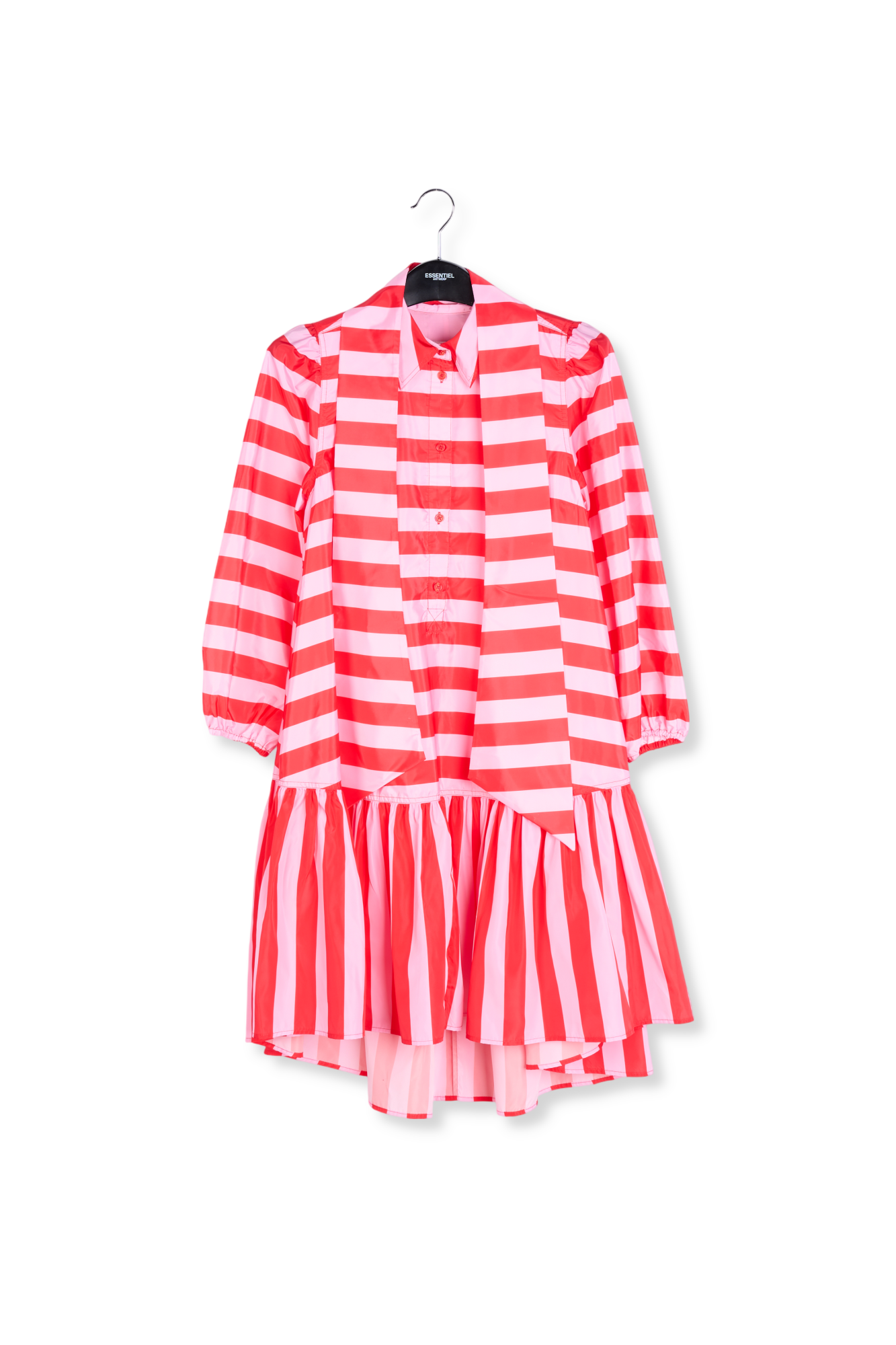 Mini robe oversize à rayures rouges et roses RE—SSENTIEL seconde main photo 1