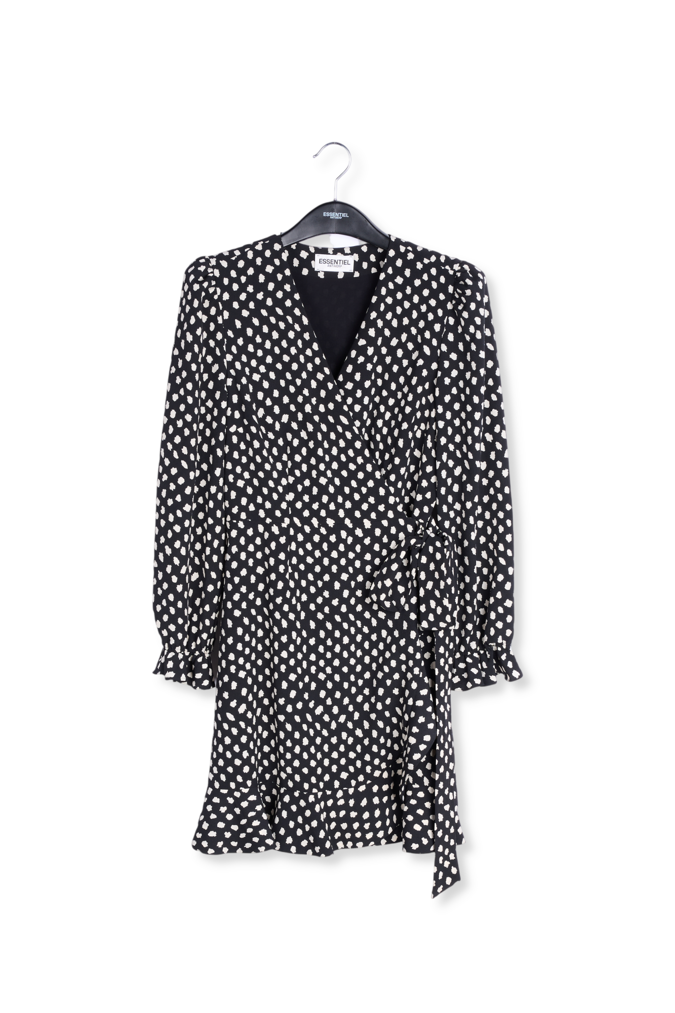 Mini robe cache-coeur noire à pois RE—SSENTIEL seconde main photo 1