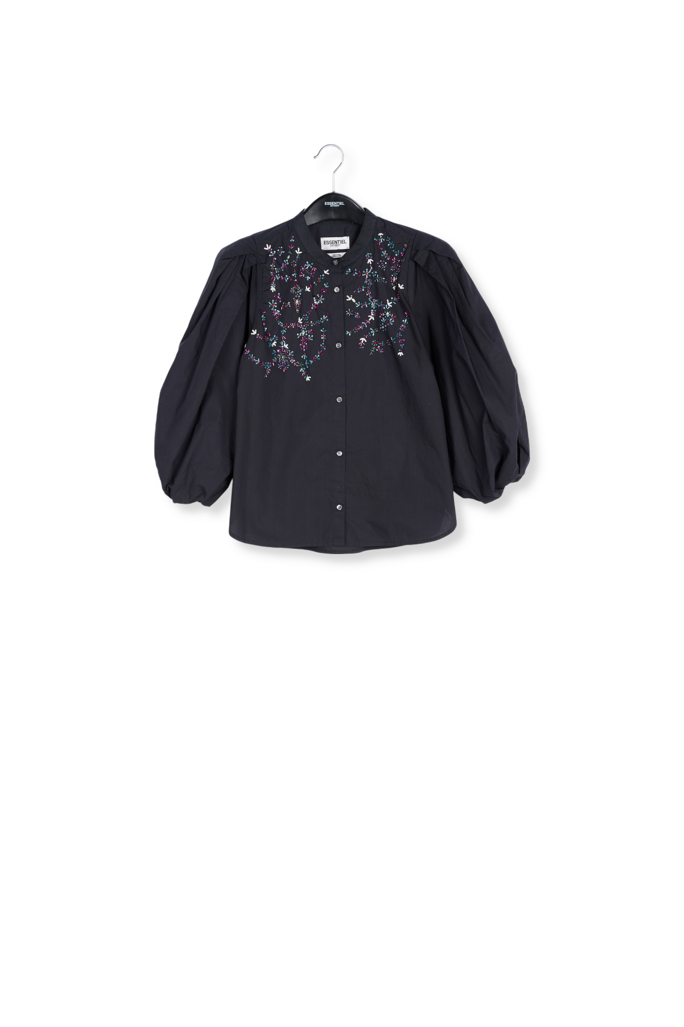 Black cotton bead-embellished shirt RE—SSENTIEL second-hand photo 1