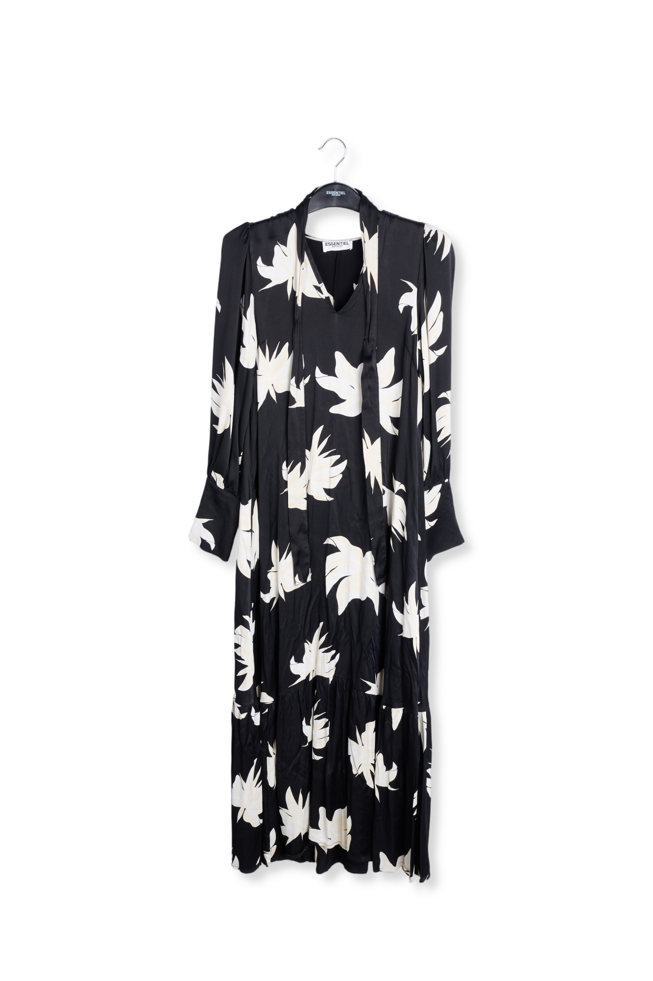 Robe maxi à imprimé fleuri noir et blanc cassé RE—SSENTIEL seconde main photo 2