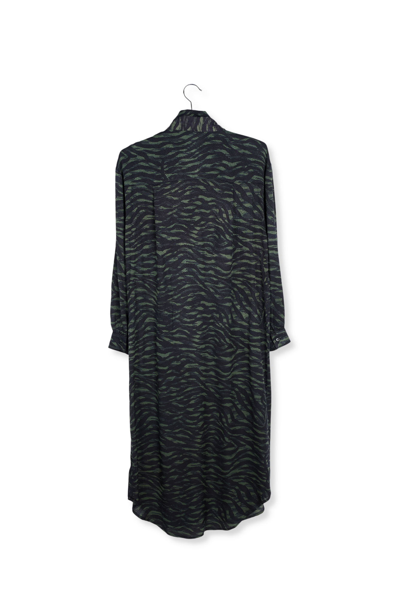 Robe chemise midi à imprimé zèbre vert et noir RE—SSENTIEL seconde main photo 2