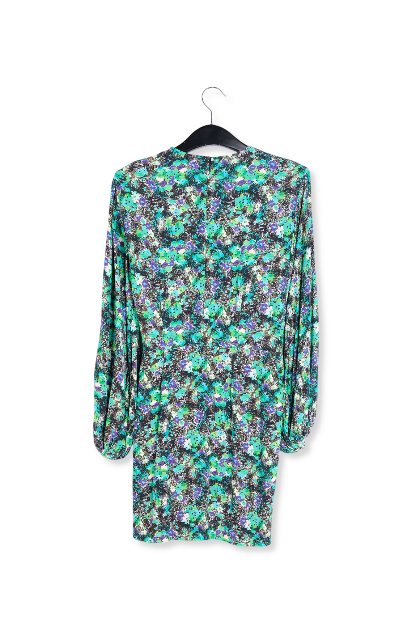 Grijze en groene mini-jurk met bloemenprint RE—SSENTIEL tweedehands photo 2