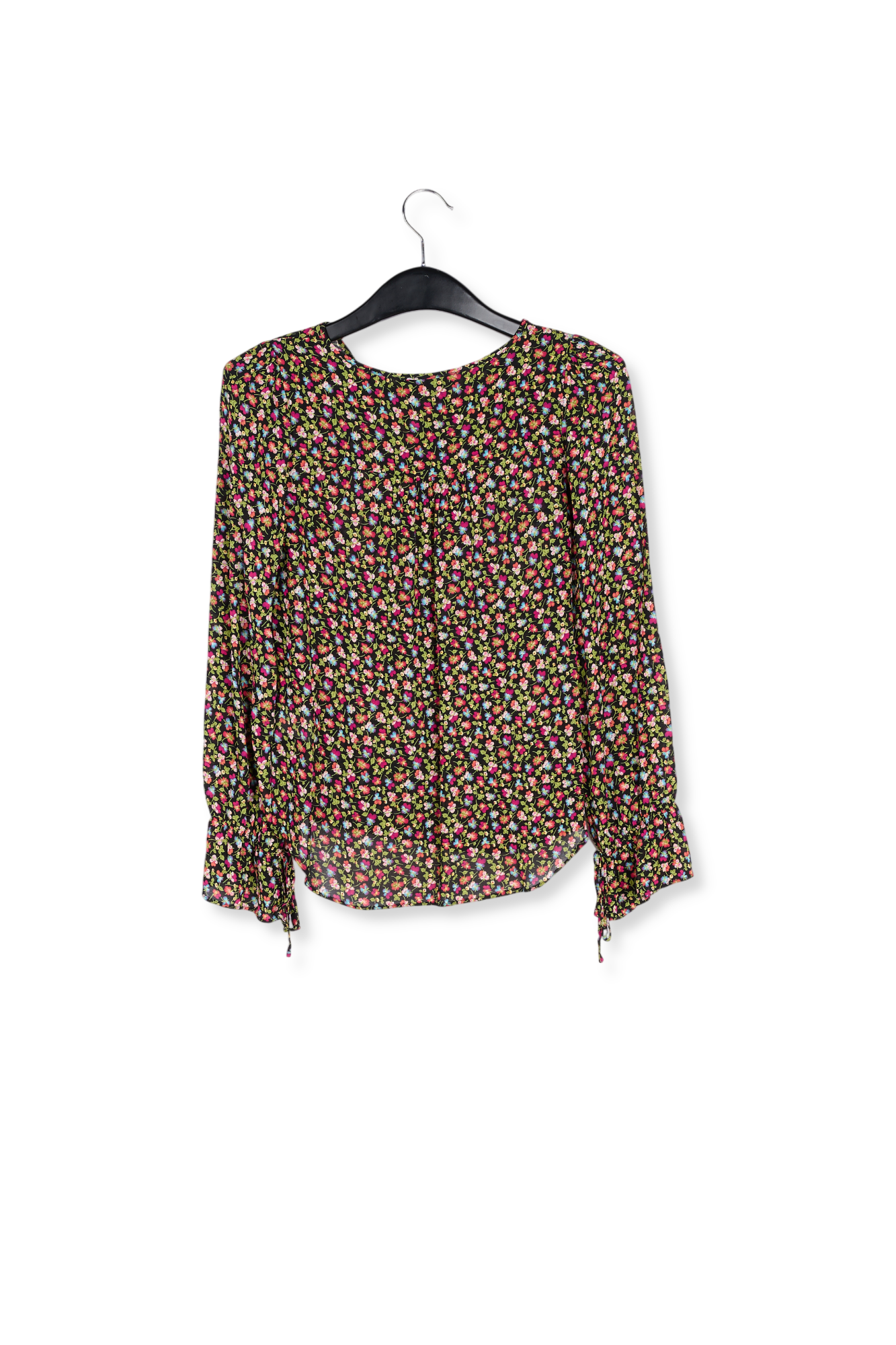 Blouse met zwarte, lichtgroene en fuchsia bloemenprint RE—SSENTIEL tweedehands photo 2