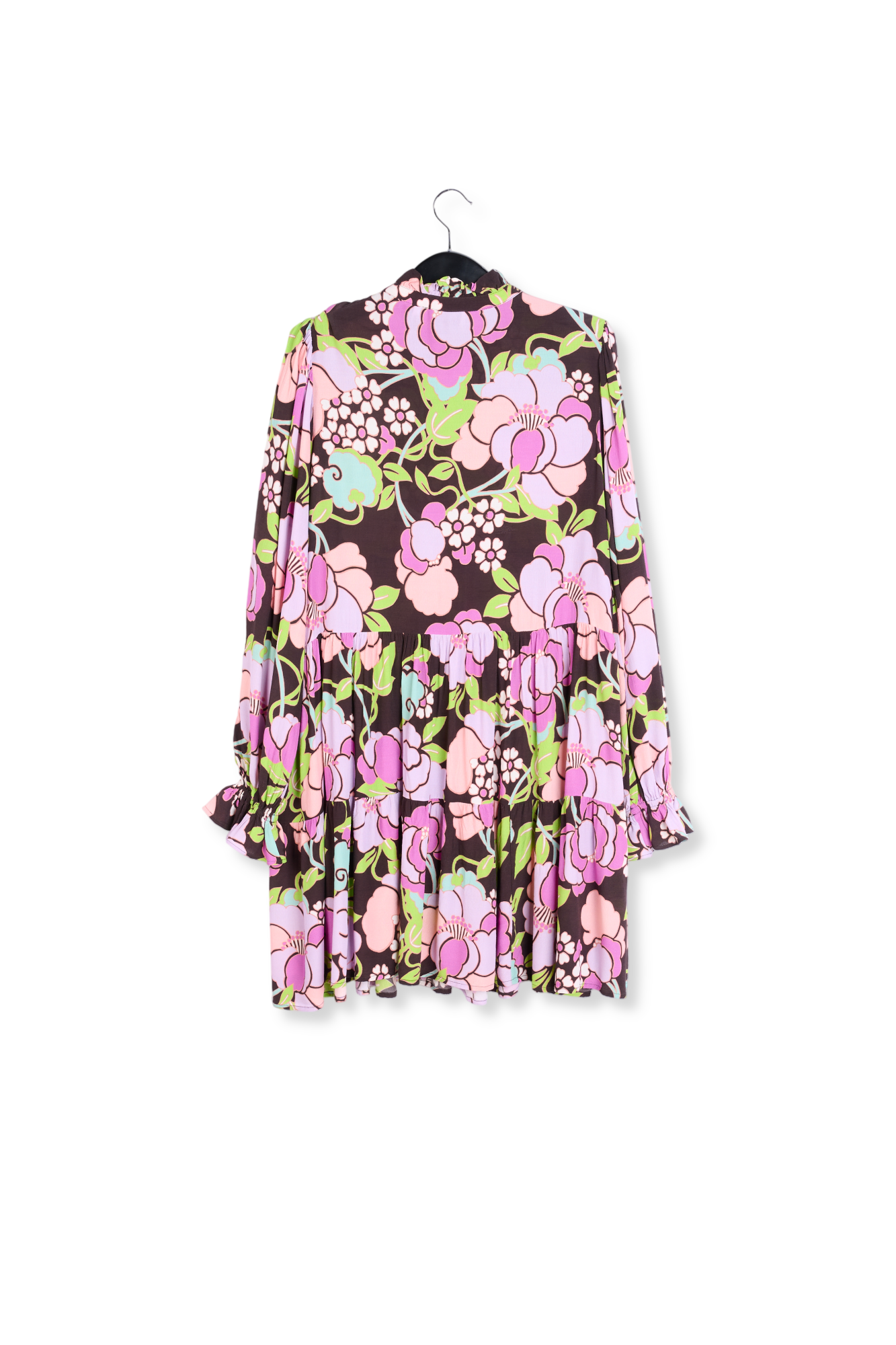 Zwarte midi-jurk met volants en bloemen RE—SSENTIEL tweedehands photo 2