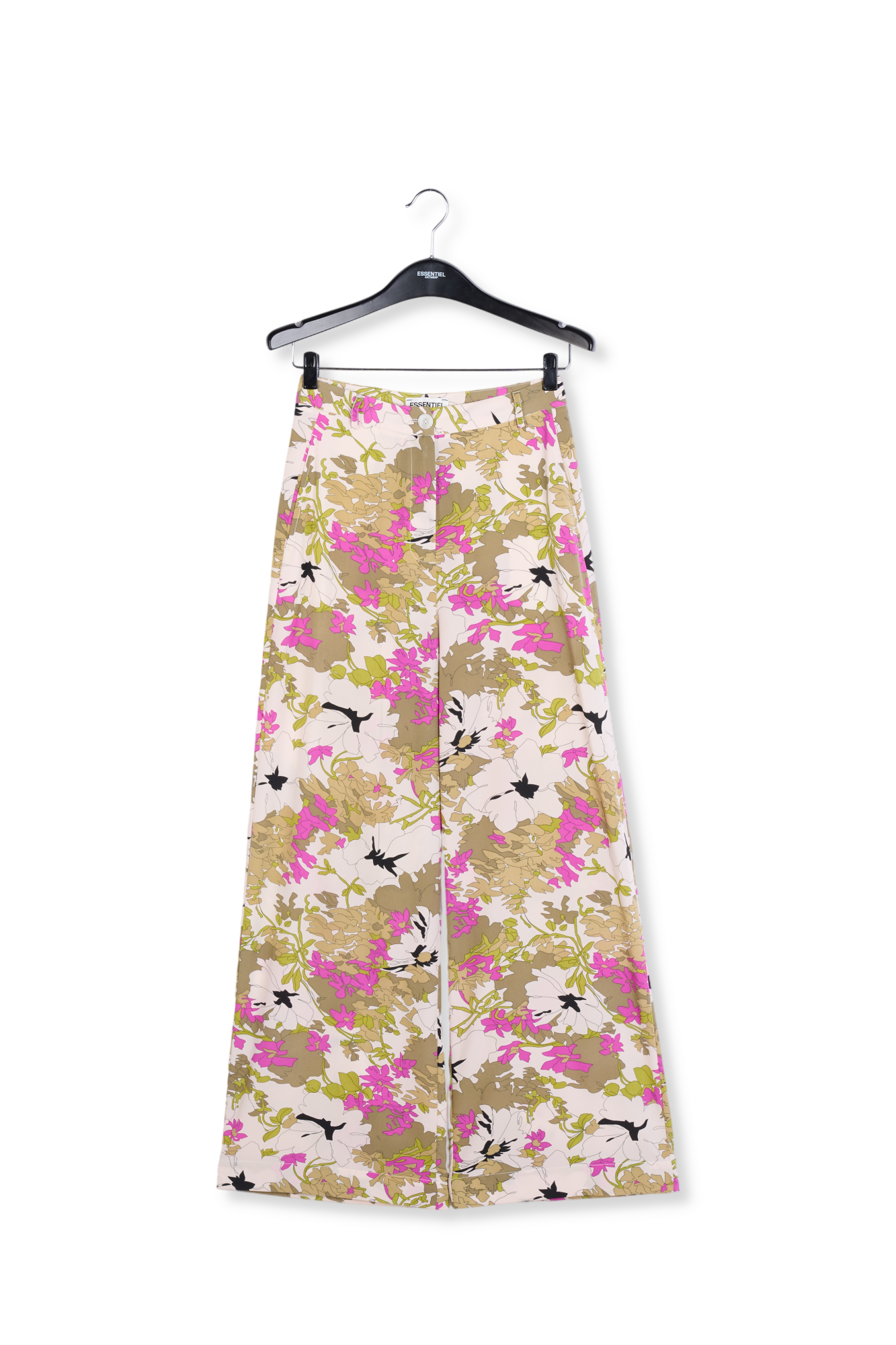 Khaki green, white and pink floral wide-leg pants RE—SSENTIEL second-hand photo 1