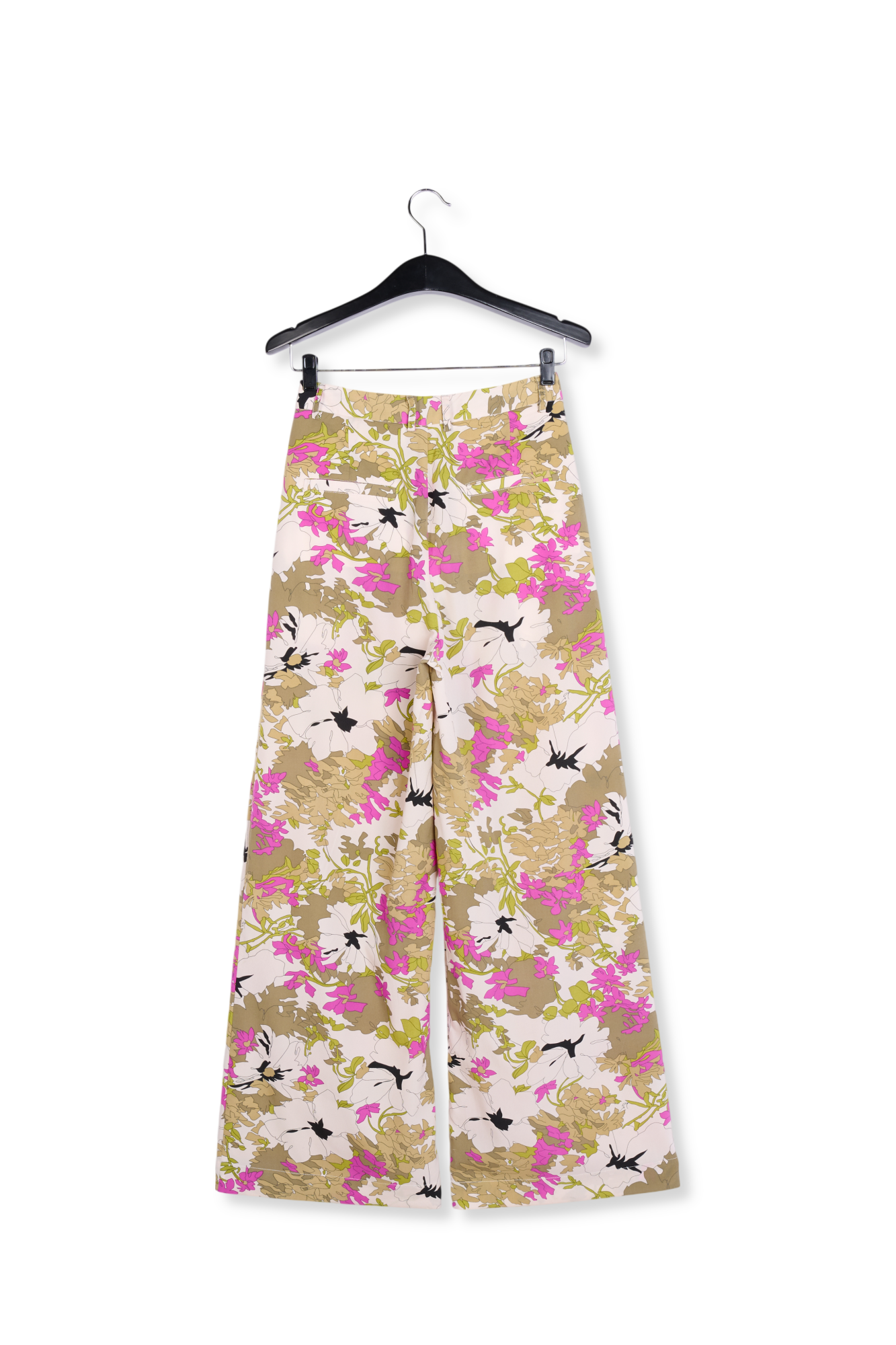 Khaki green, white and pink floral wide-leg pants RE—SSENTIEL second-hand photo 2