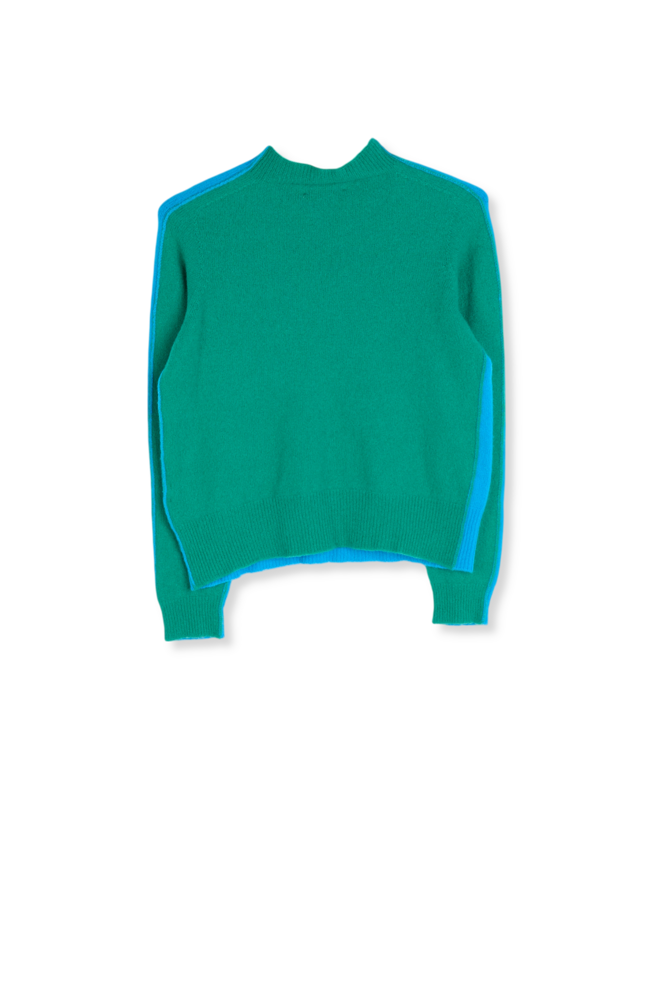 Blauwe en groene trui in merinos en kasjmier RE—SSENTIEL tweedehands photo 2