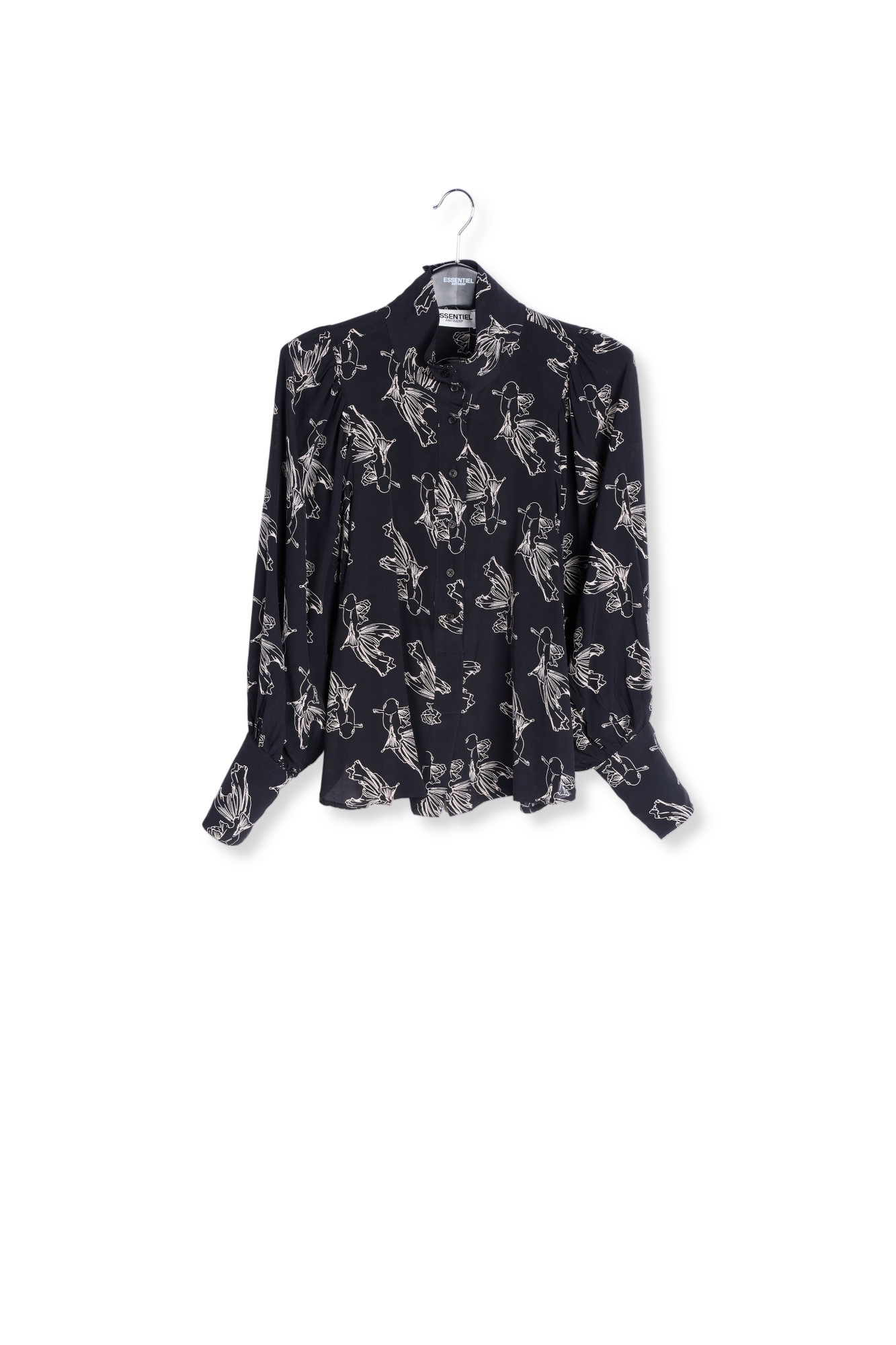 Chemise noire et blanc cassé aux manches bouffantes RE—SSENTIEL seconde main photo 1