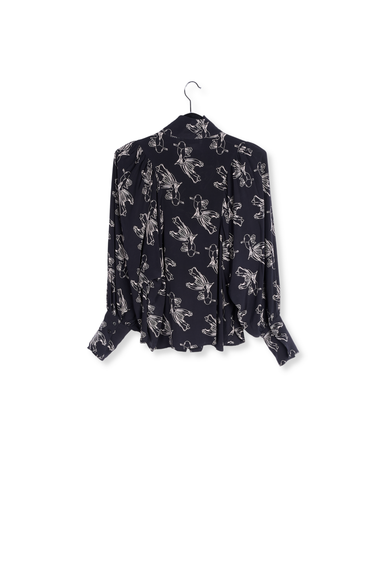 Chemise noire et blanc cassé aux manches bouffantes RE—SSENTIEL seconde main photo 2