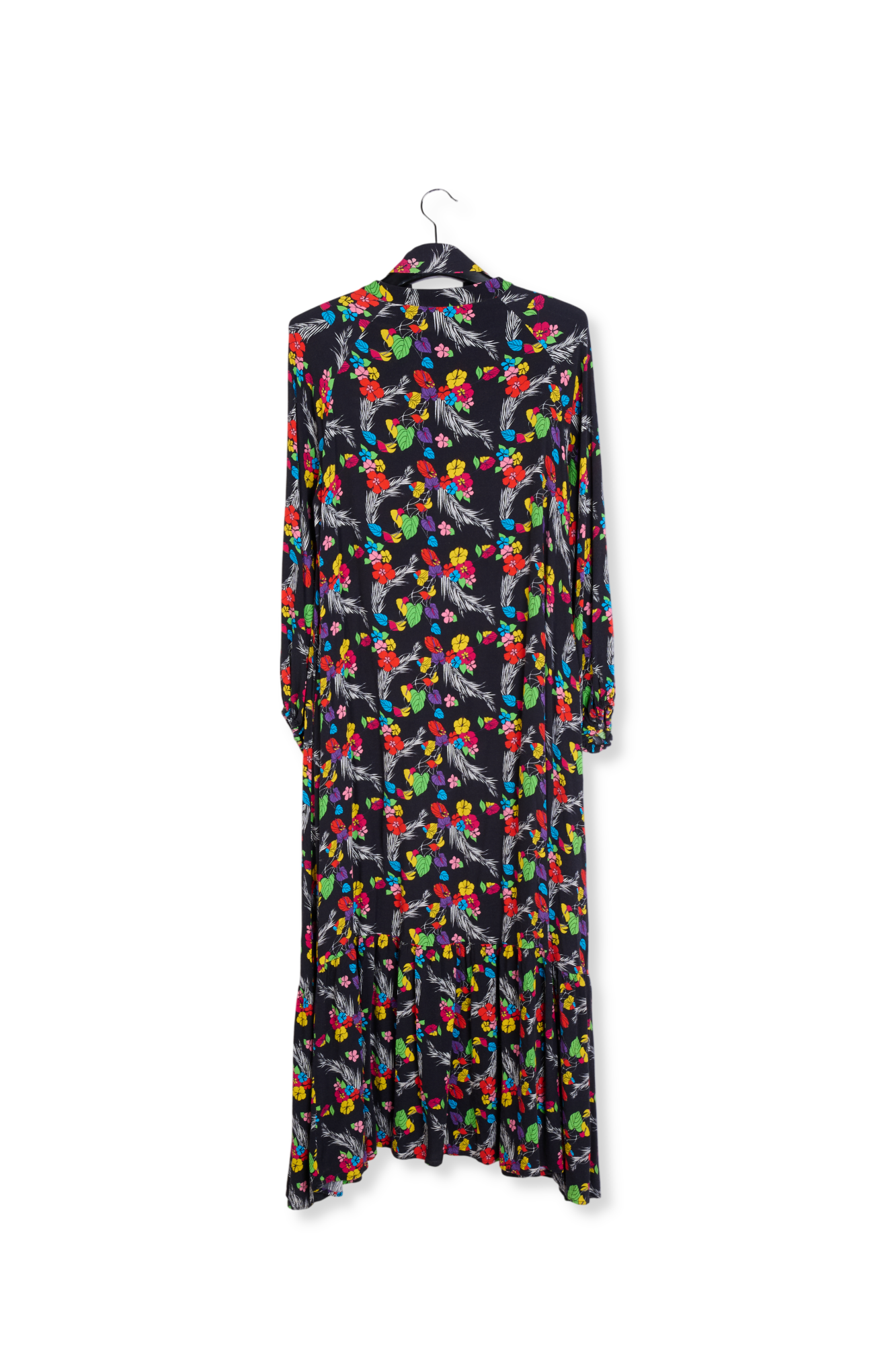 Black tropical print maxi dress RE—SSENTIEL second-hand photo 2