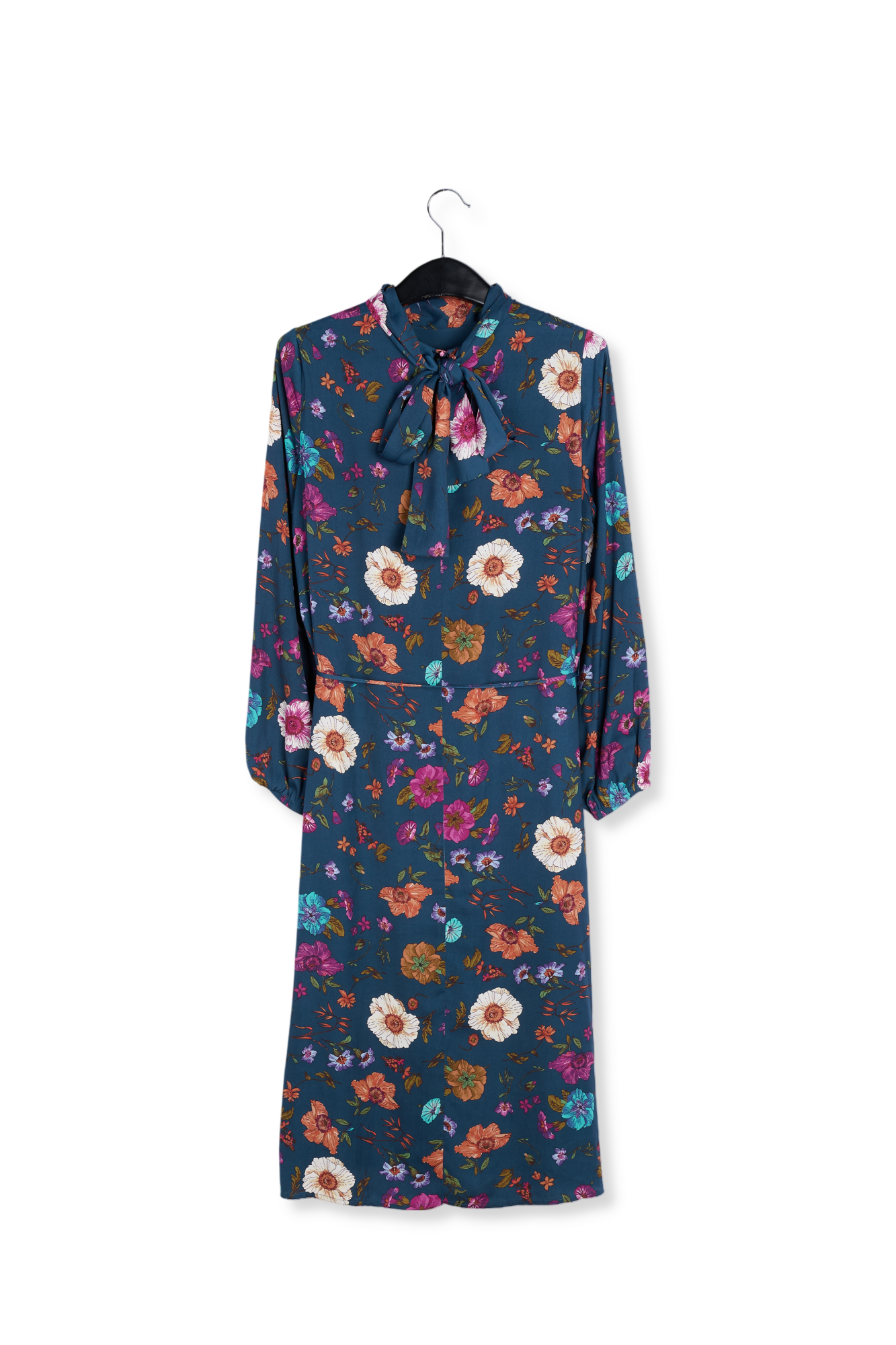 Robe mi-longue bleue avec imprimé jacinthes RE—SSENTIEL seconde main photo 2