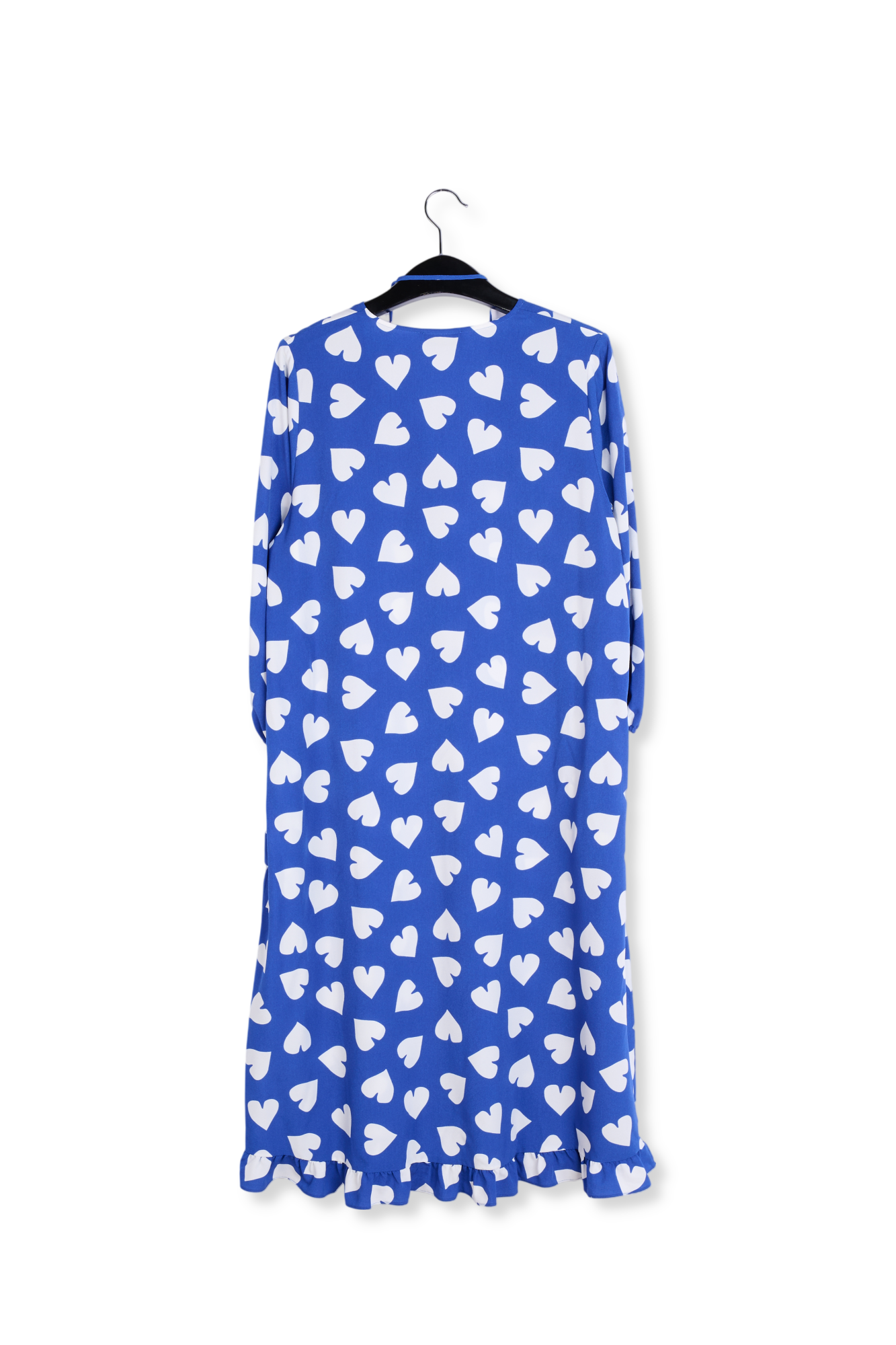 A-lijn jurk met blauw en witte hartjesprint RE—SSENTIEL tweedehands photo 2
