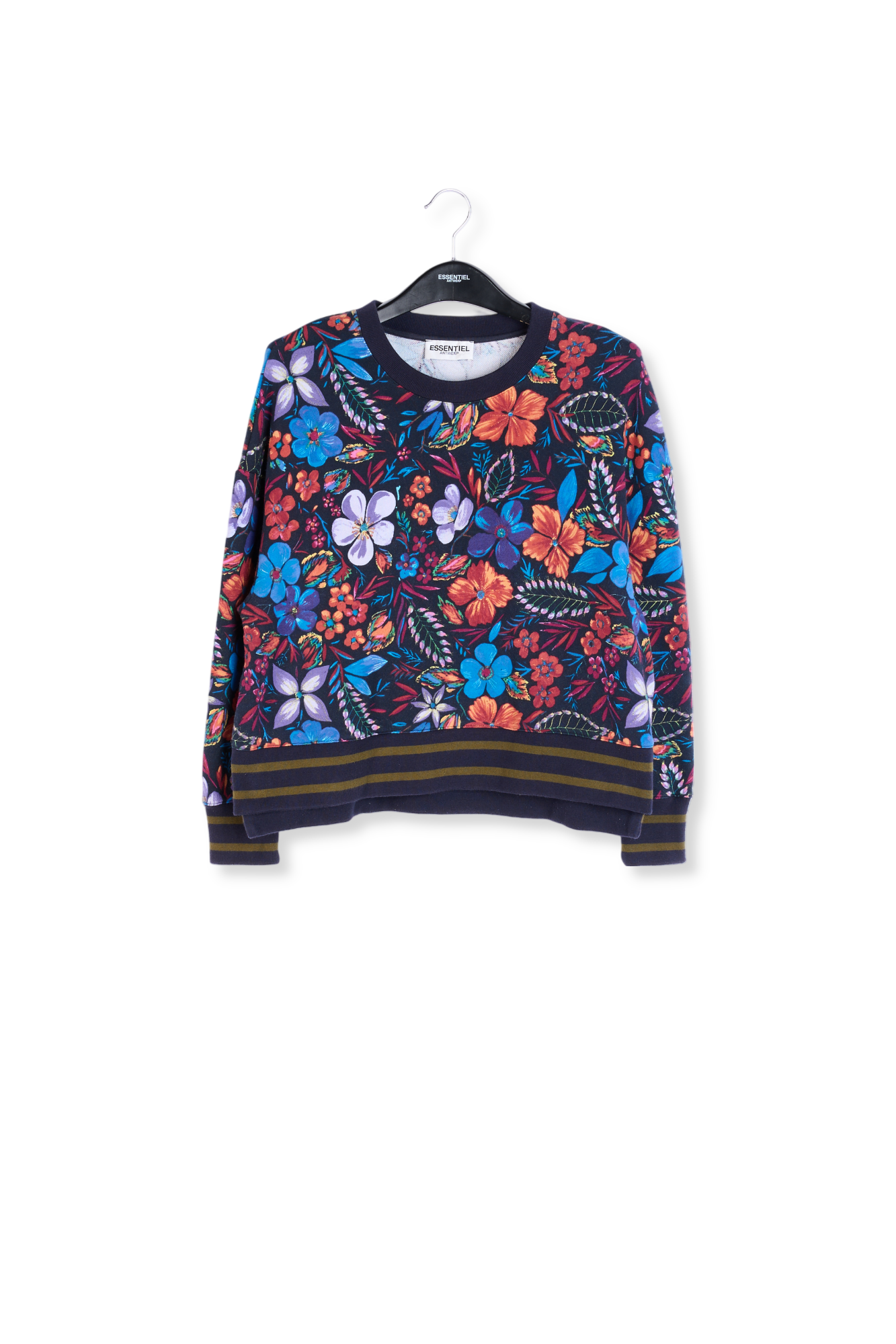 Sweatshirt bleu foncé à fleurs RE—SSENTIEL seconde main photo 1