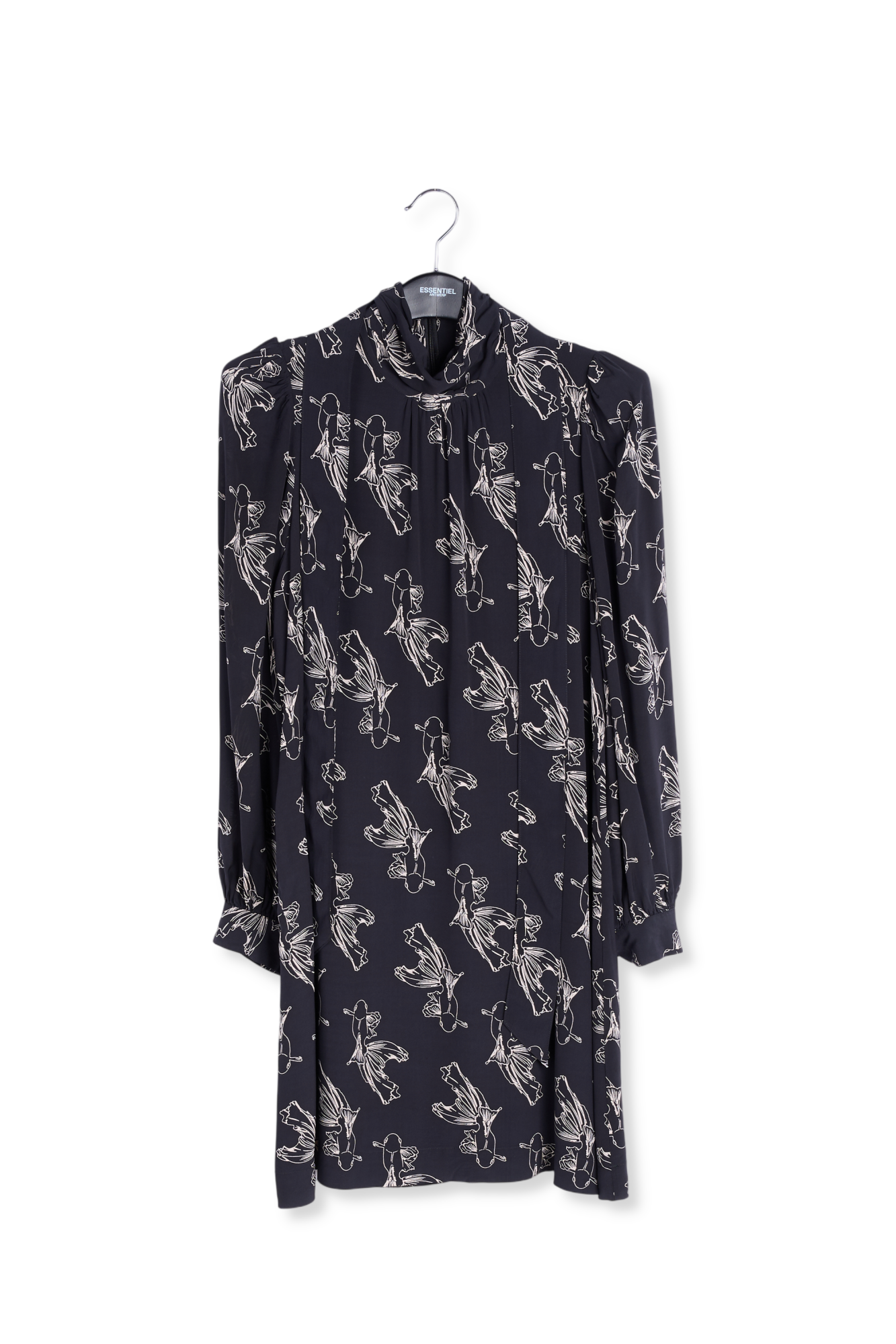 Mini-robe noire à imprimé graphique RE—SSENTIEL seconde main photo 1