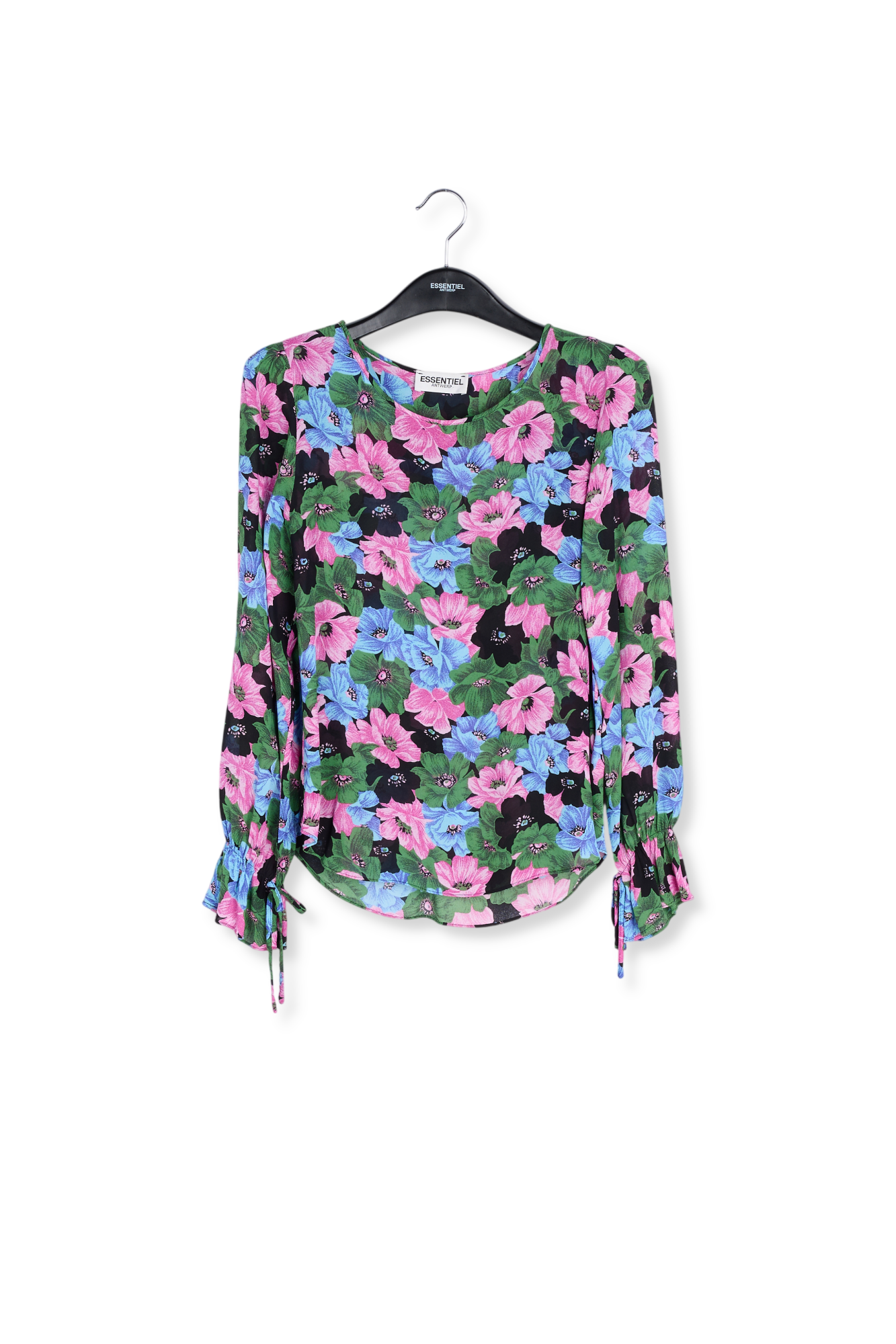 Blouse met roze, lichtblauwe en flesgroene bloemenprint RE—SSENTIEL tweedehands photo 1