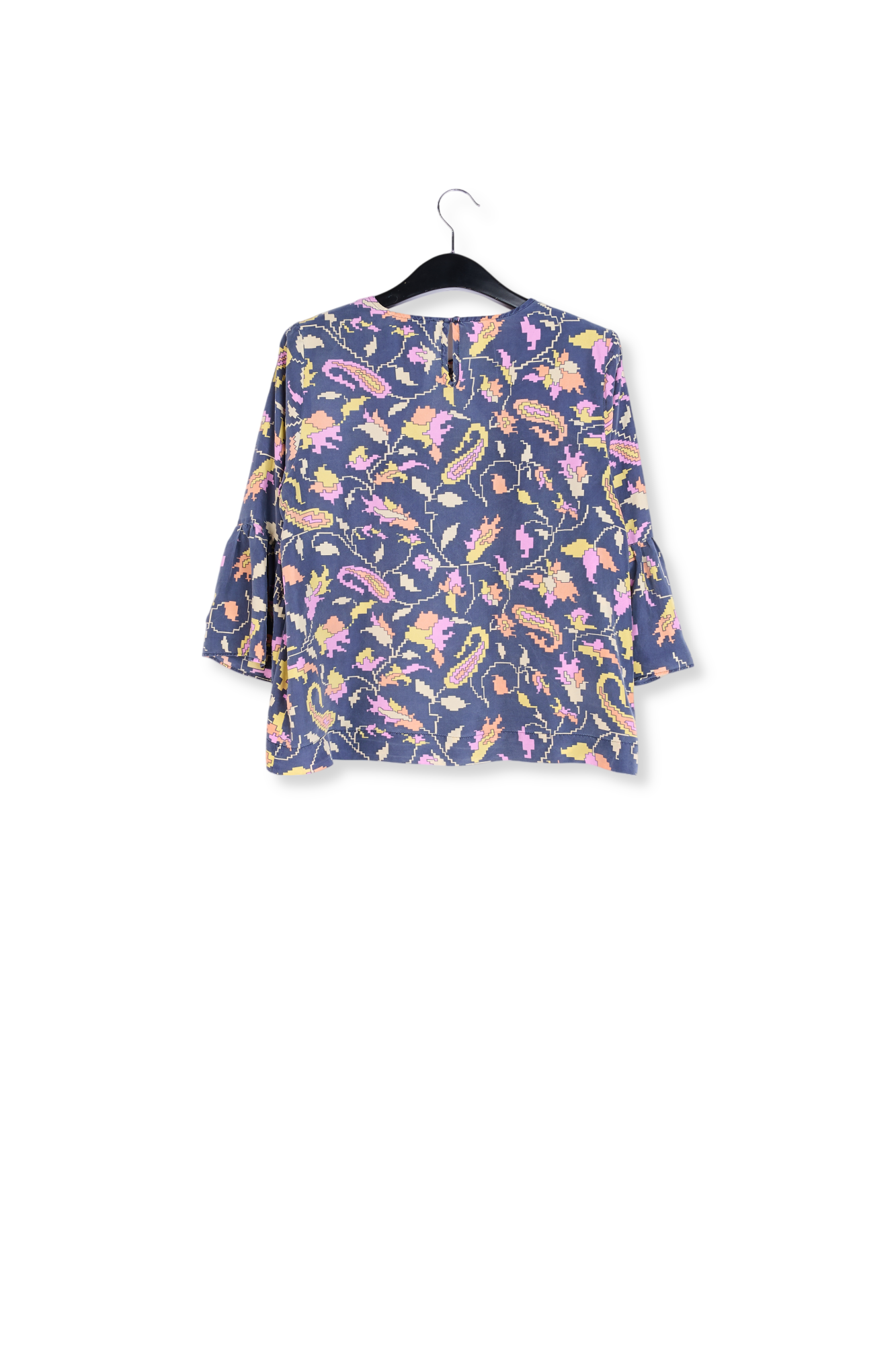 Blauwe zijden top met bloemenprint RE—SSENTIEL tweedehands photo 2