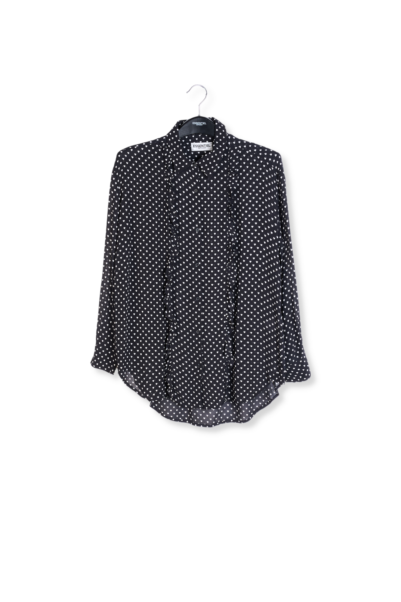 Chemise noire à ruches et imprimé coeurs RE—SSENTIEL seconde main photo 1