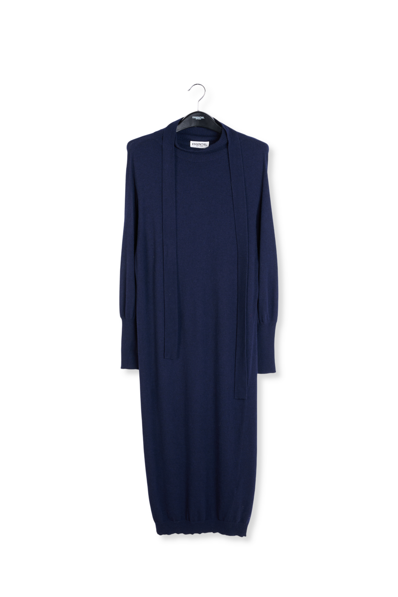 Donkerblauwe midi-jurk gebreid met merinoswol RE—SSENTIEL tweedehands photo 1
