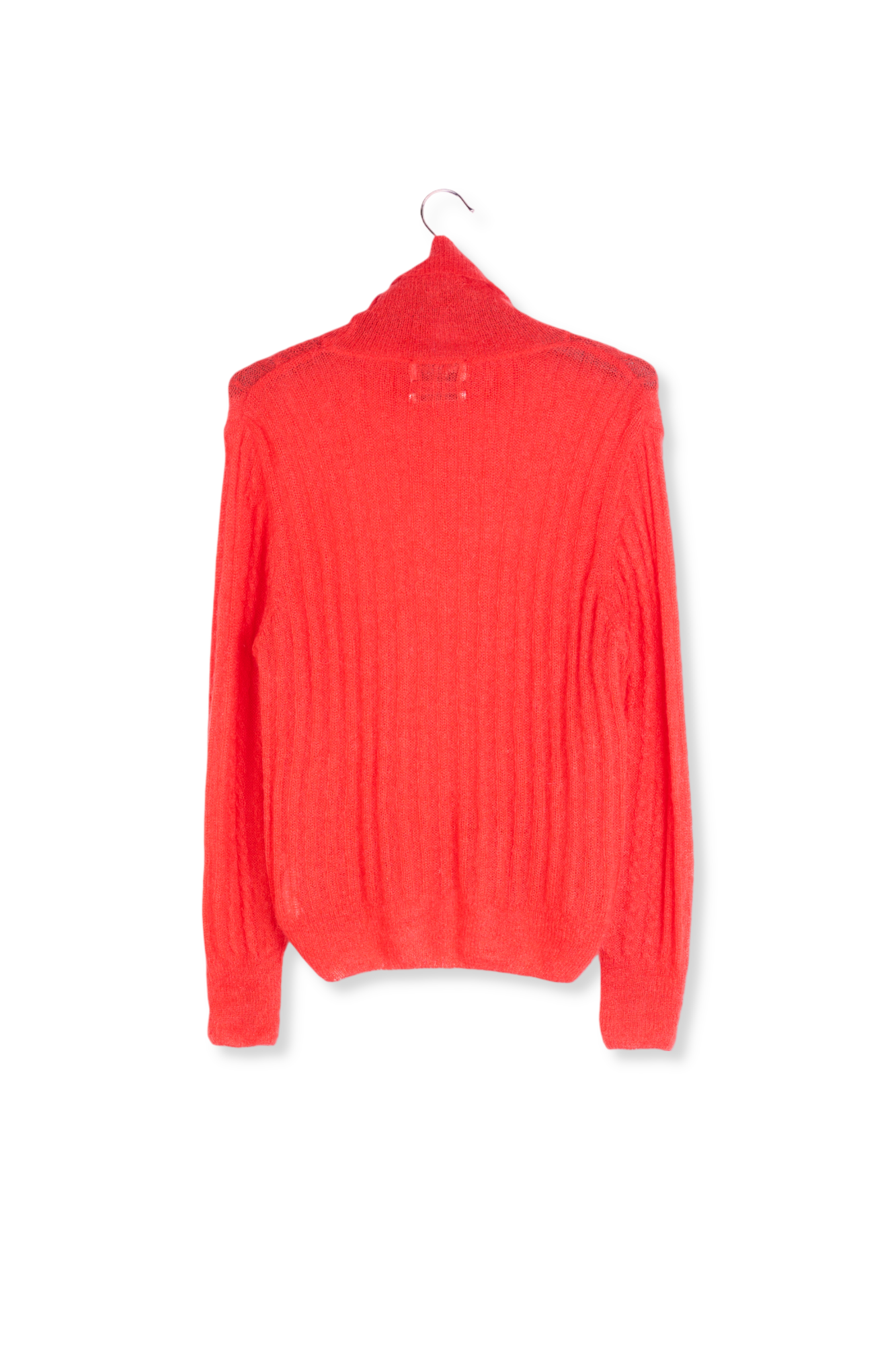 Pull à  col roulé en tricot torsadé rouge RE—SSENTIEL seconde main photo 2