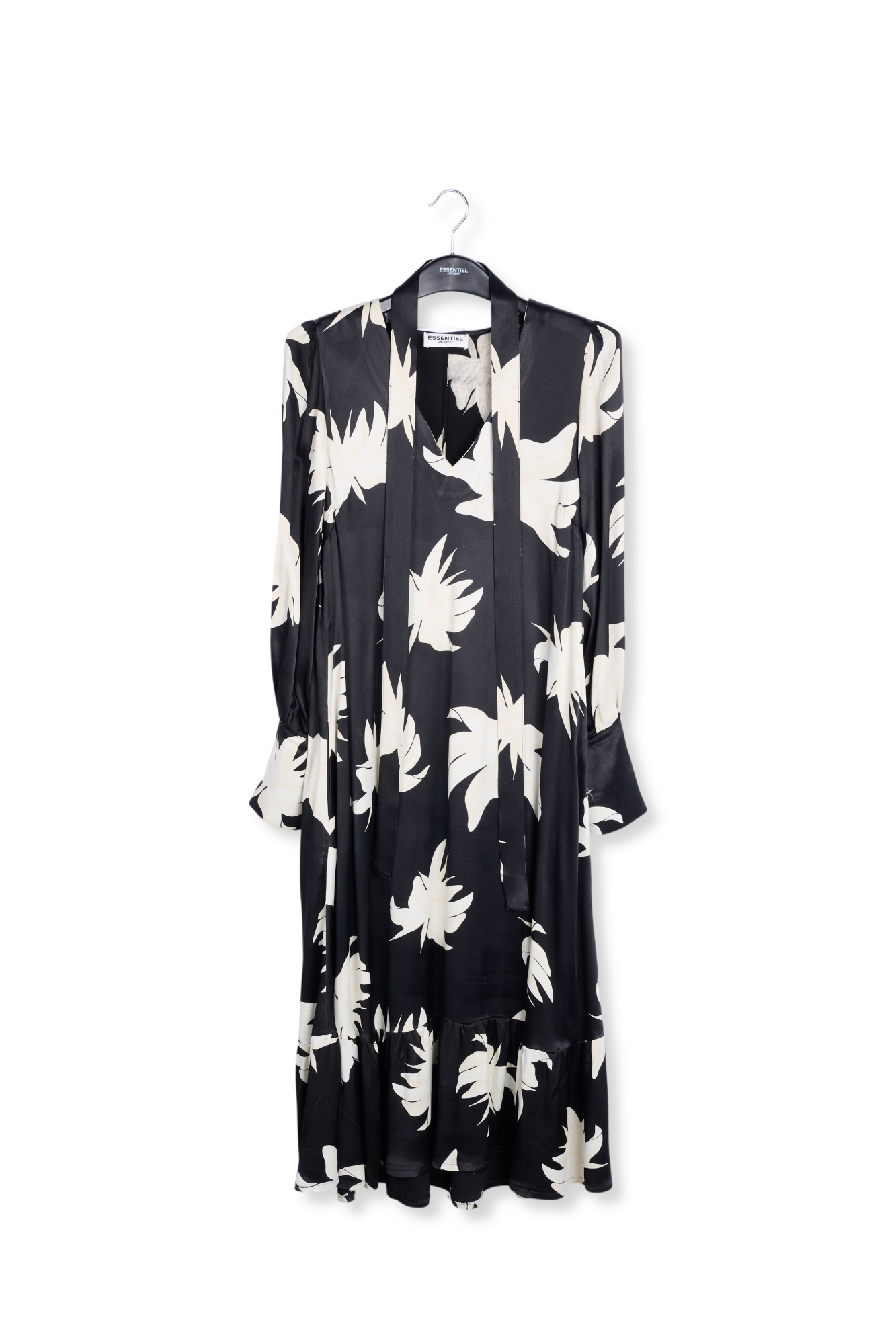 Robe maxi à imprimé fleuri noir et blanc cassé RE—SSENTIEL seconde main photo 3