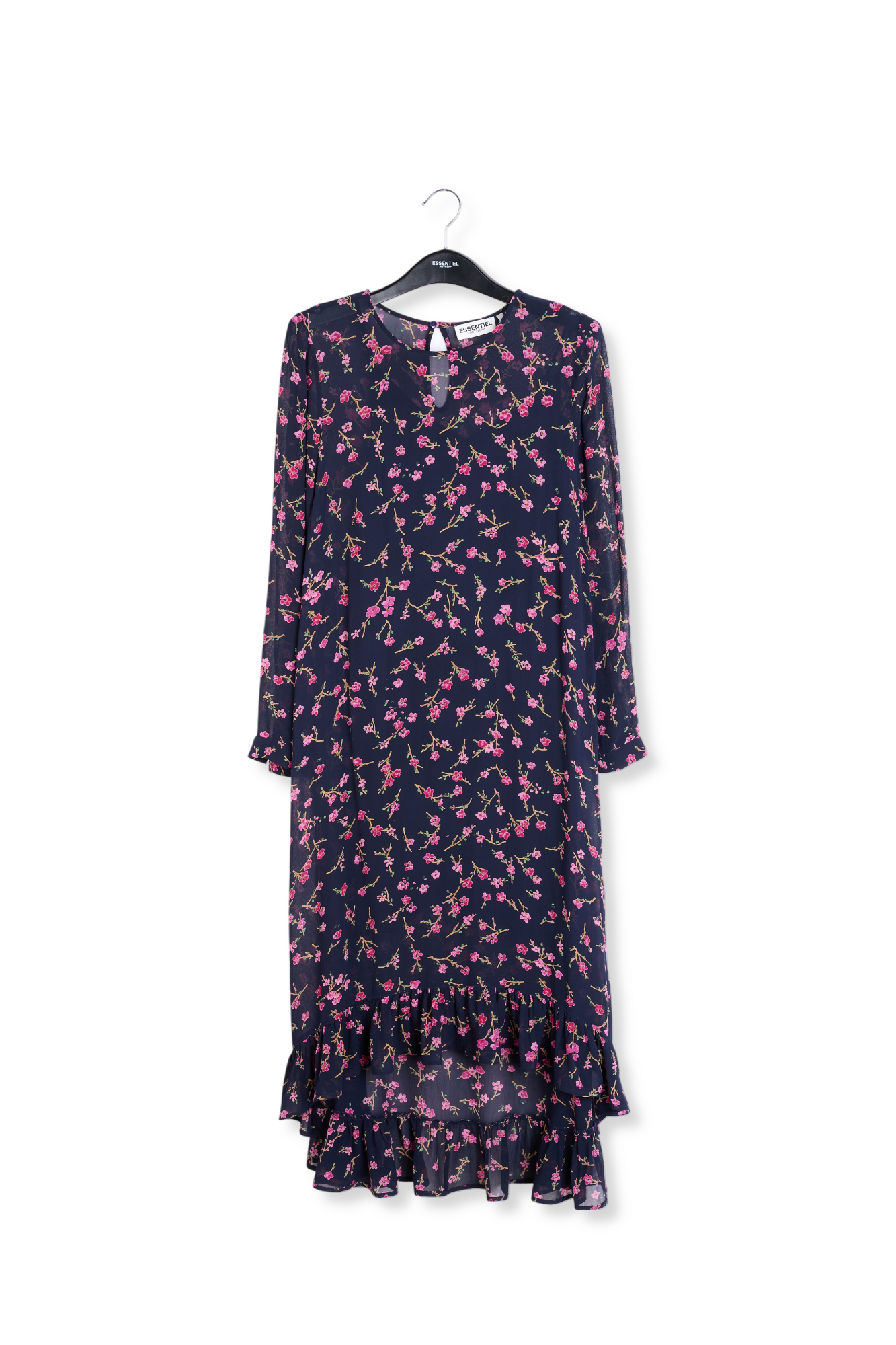 Dark blue floral midi A-line dress RE—SSENTIEL second-hand photo 1