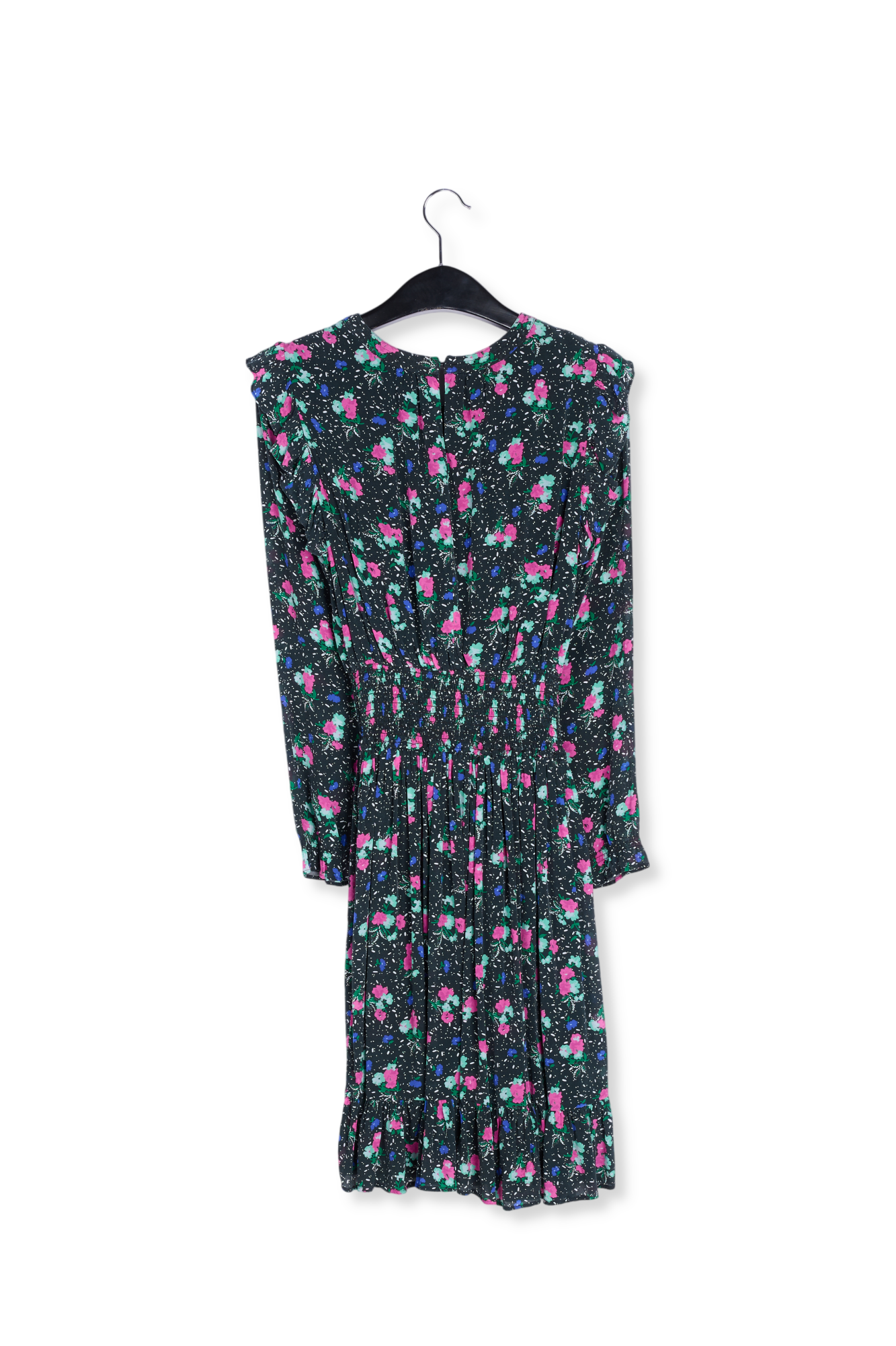 Robe midi noire à imprimé floral RE—SSENTIEL seconde main photo 2