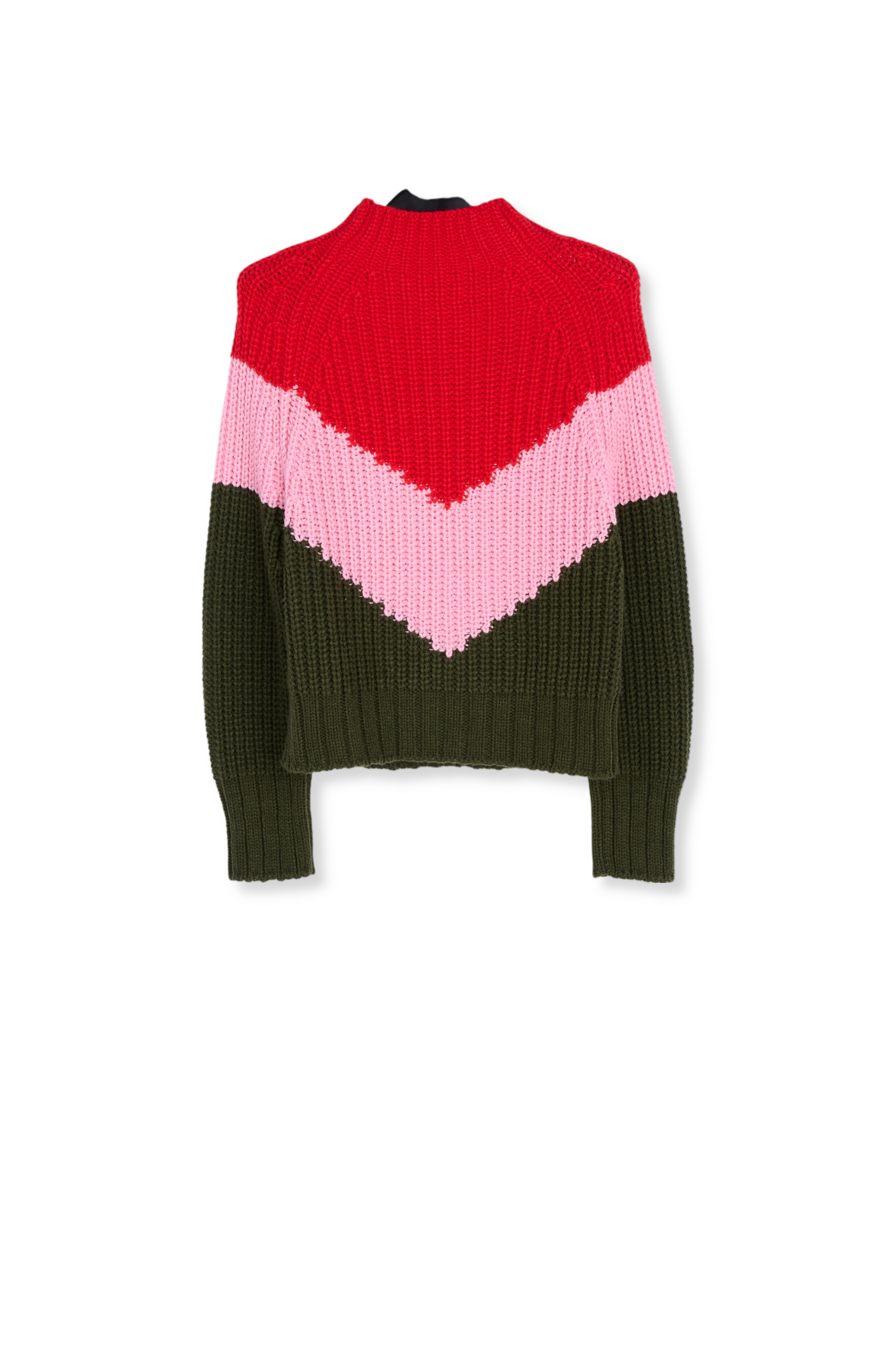 Khaki, pink and red v-panel knitted sweater RE—SSENTIEL second-hand photo 2