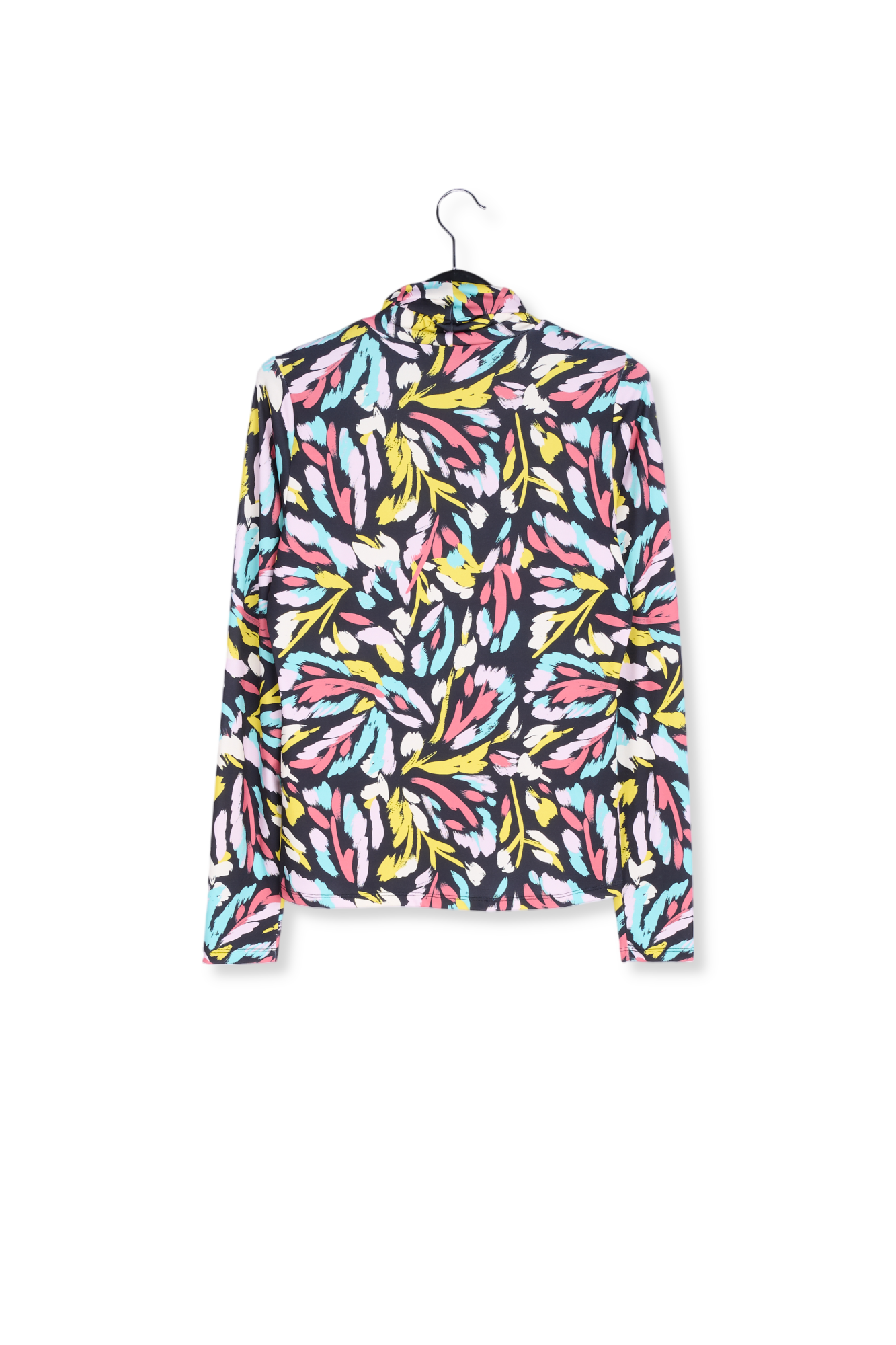 Rolkraagtop met abstracte print in zwart, geel en lila RE—SSENTIEL tweedehands photo 2
