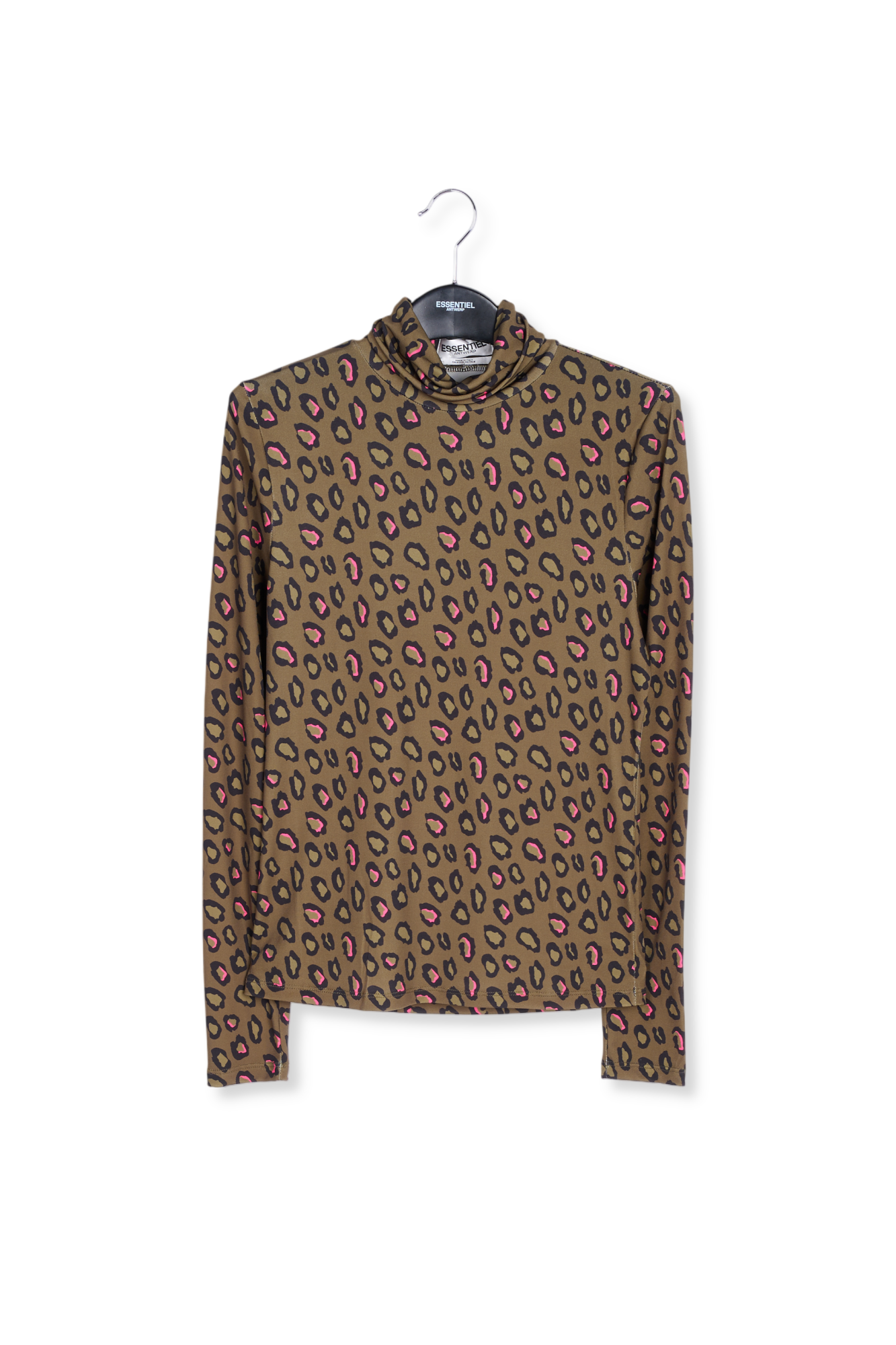 Kaki rolkraagtop met luipaardprint RE—SSENTIEL tweedehands photo 1
