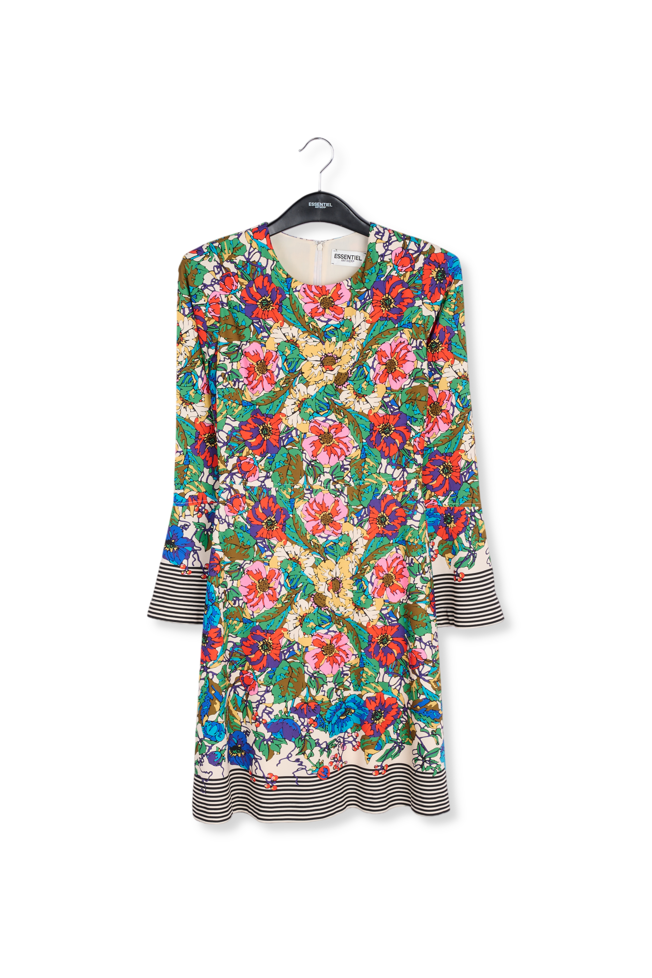 Gebroken witte mini-jurk met strepen en bloemenprint RE—SSENTIEL tweedehands photo 1