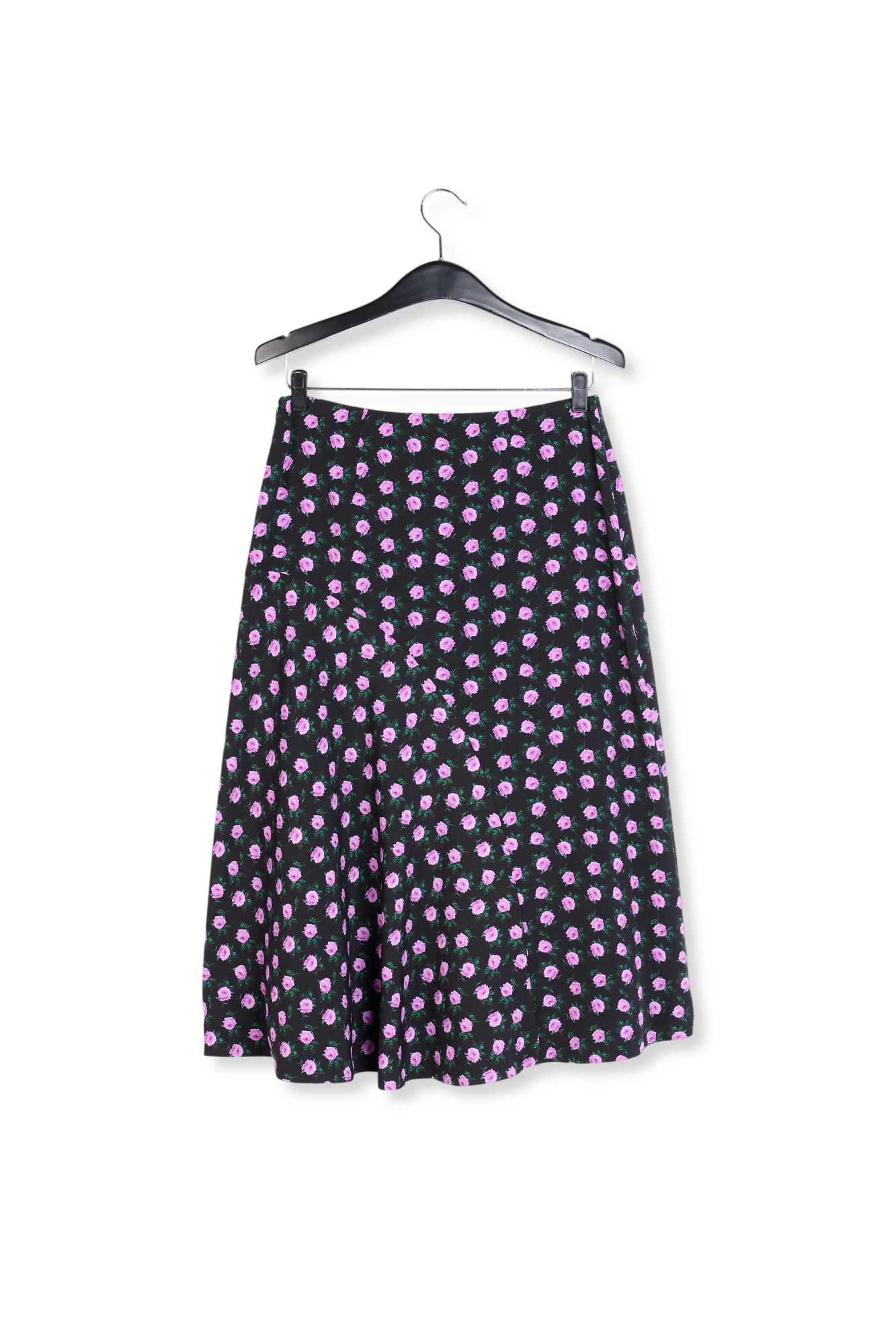 Jupe midi noire à imprimé floral RE—SSENTIEL seconde main photo 2