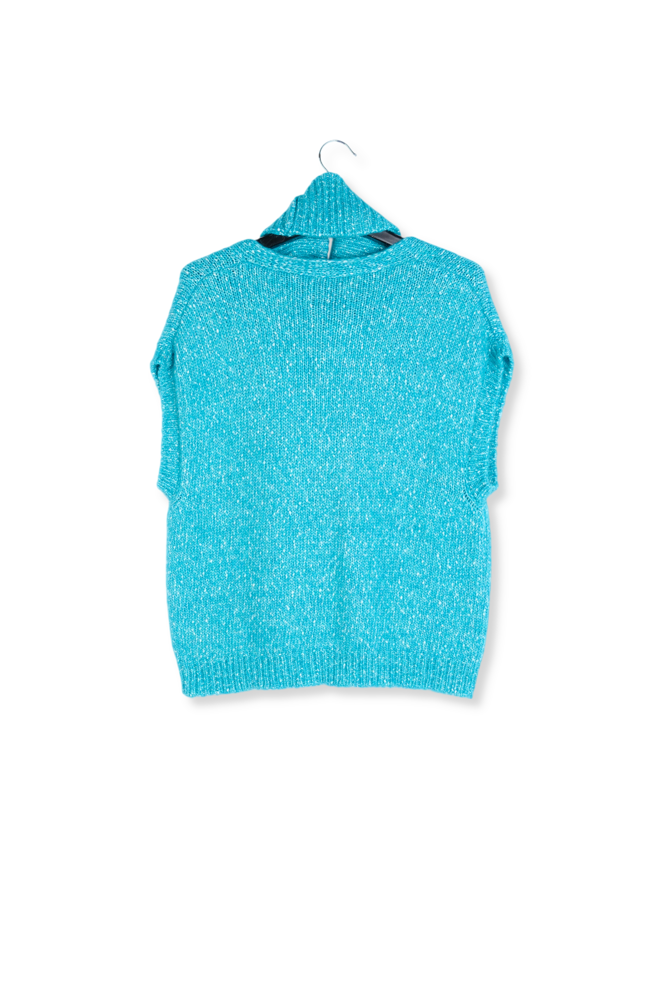 Blue mélange sleeveless sweater with separate collar RE—SSENTIEL second-hand photo 2
