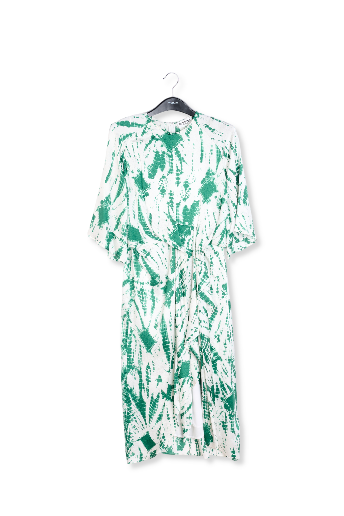 Off-white and green tie-dyed silk midi dress RE—SSENTIEL second-hand photo 1