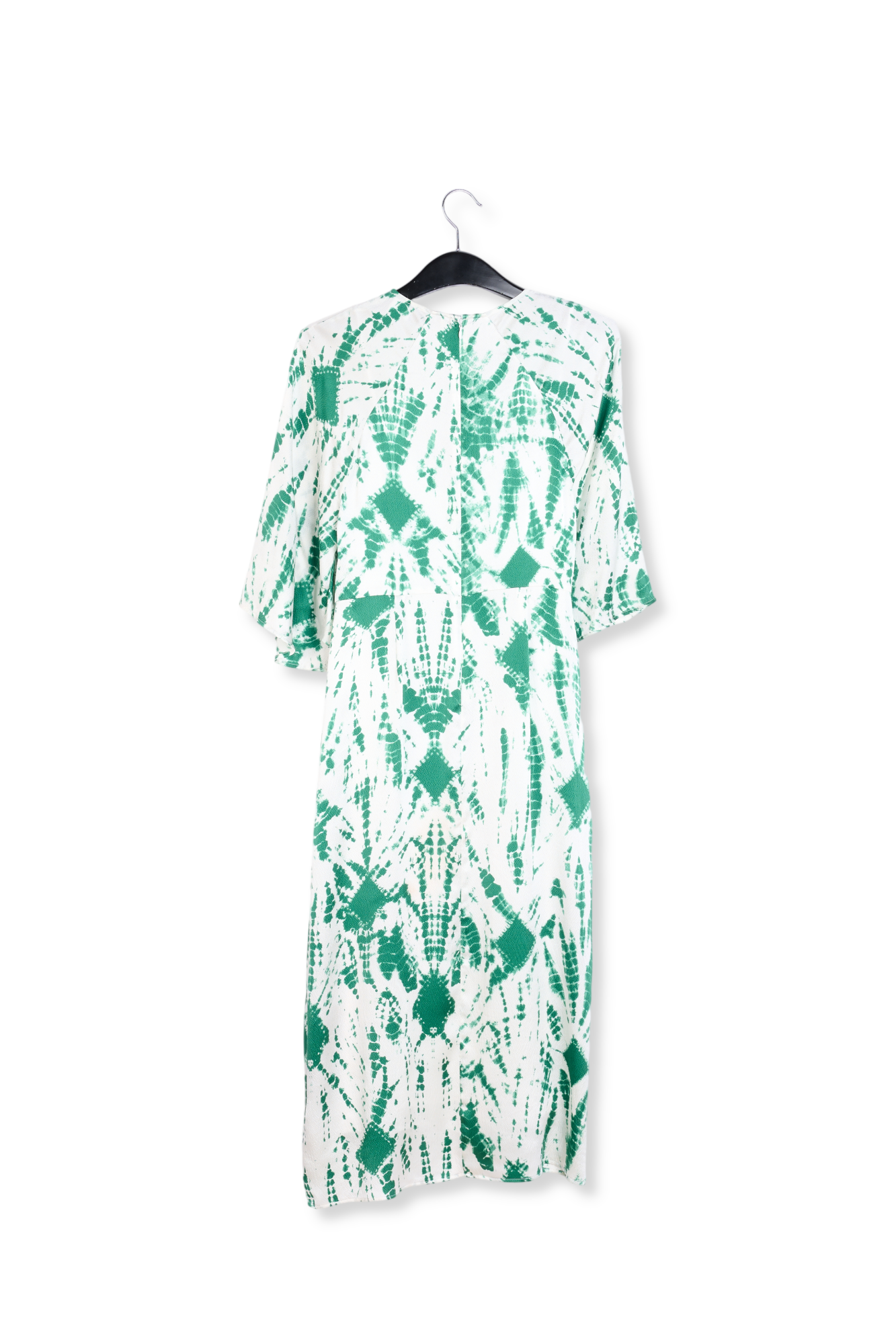 Off-white and green tie-dyed silk midi dress RE—SSENTIEL second-hand photo 2