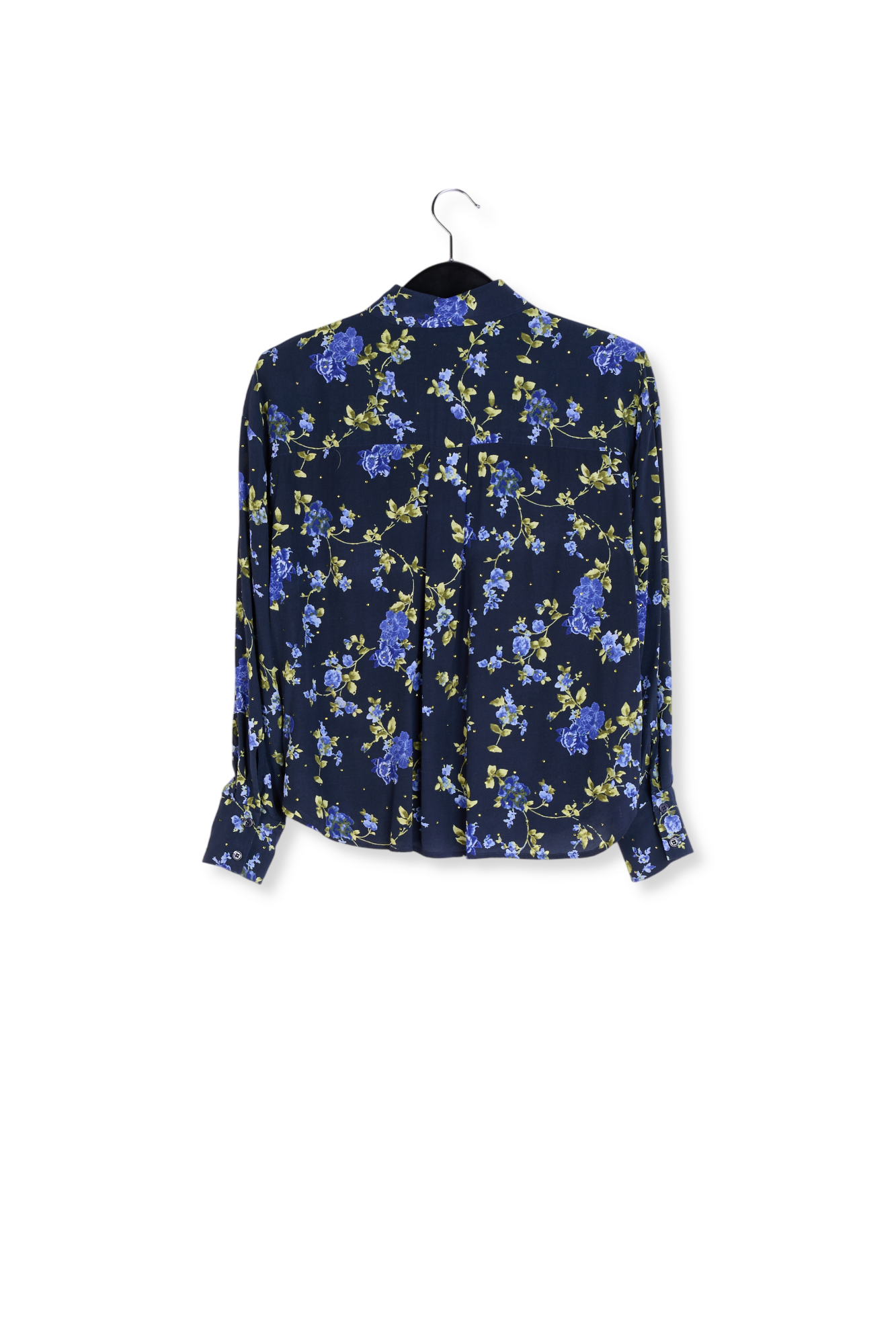 Donkerblauw bloemenhemd met stras RE—SSENTIEL tweedehands photo 2