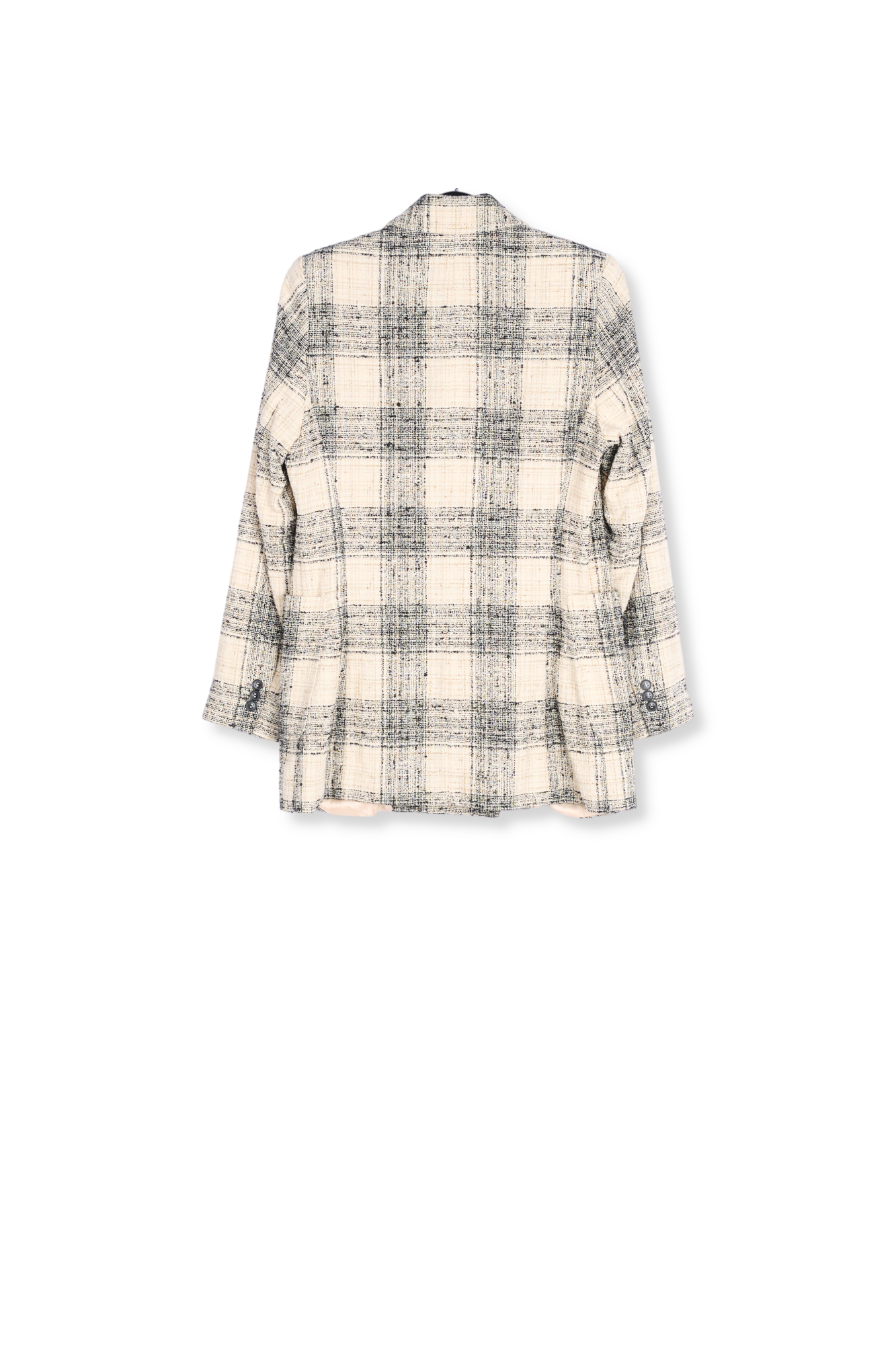 Gebroken witte blazer in geruit tweed RE—SSENTIEL tweedehands photo 2