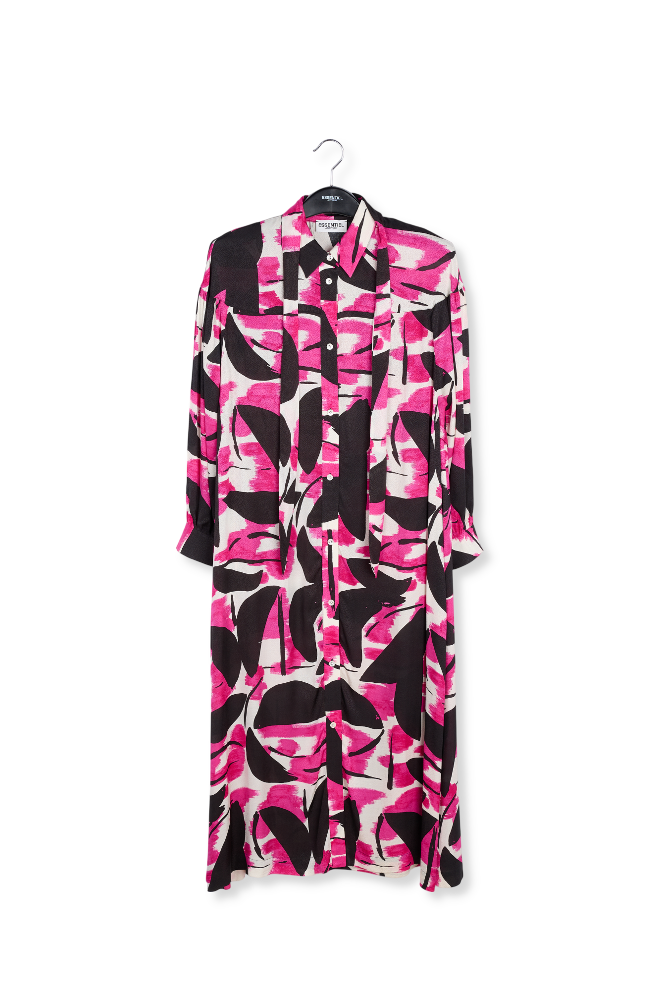 Robe midi à imprimé abstrait fuchsia, noir et blanc RE—SSENTIEL seconde main photo 1