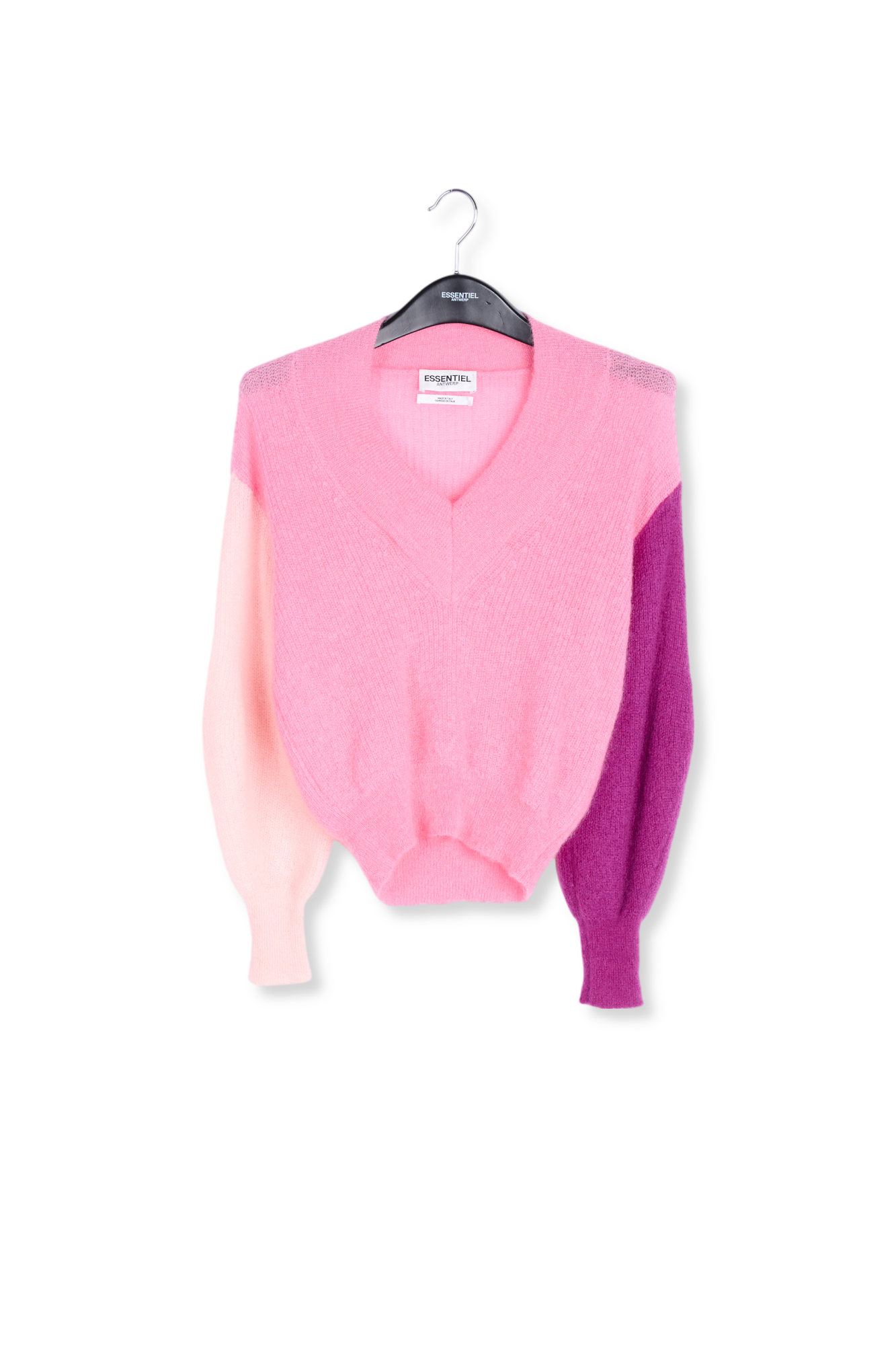 Pull en V rose en mélange de mohair RE—SSENTIEL seconde main photo 1