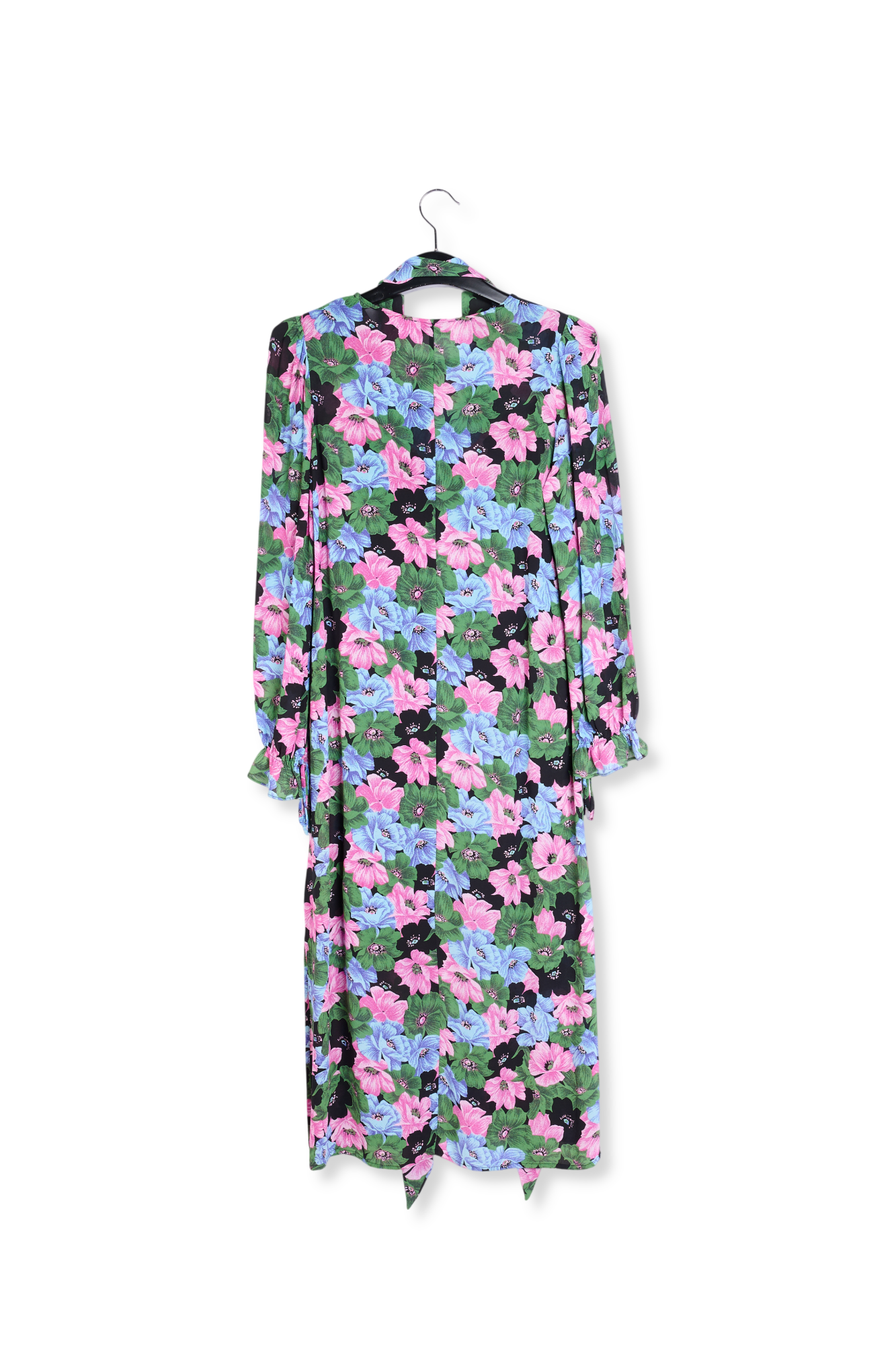Midi-jurk met riem en roze, lichtblauwe en flesgroene bloemenprint RE—SSENTIEL tweedehands photo 2