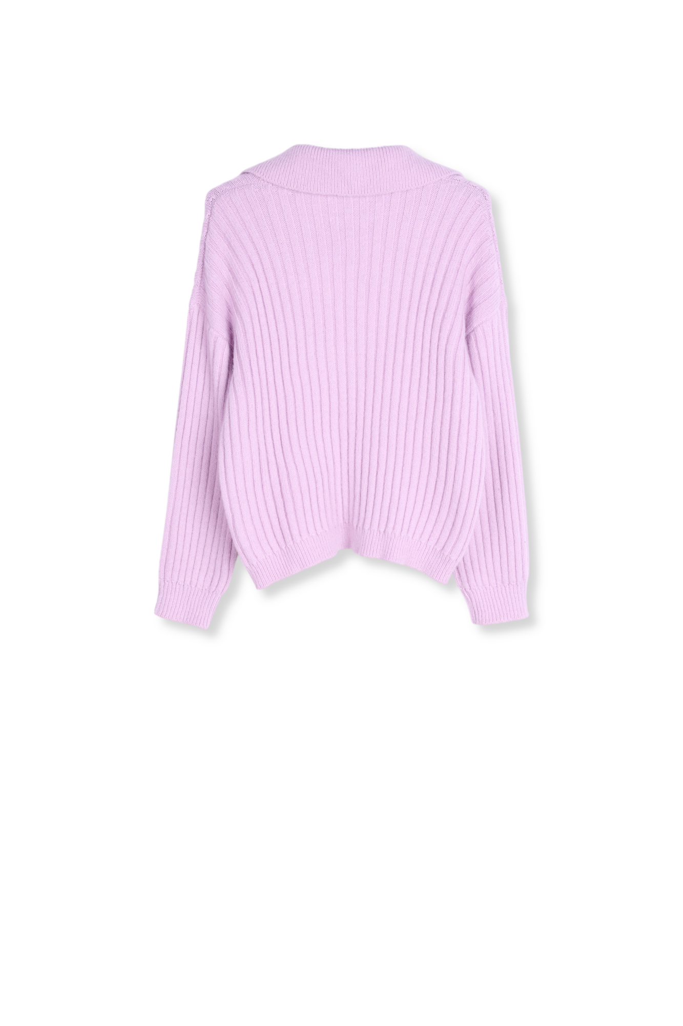 Pull en côtes lilas à  encolure en v RE—SSENTIEL seconde main photo 2