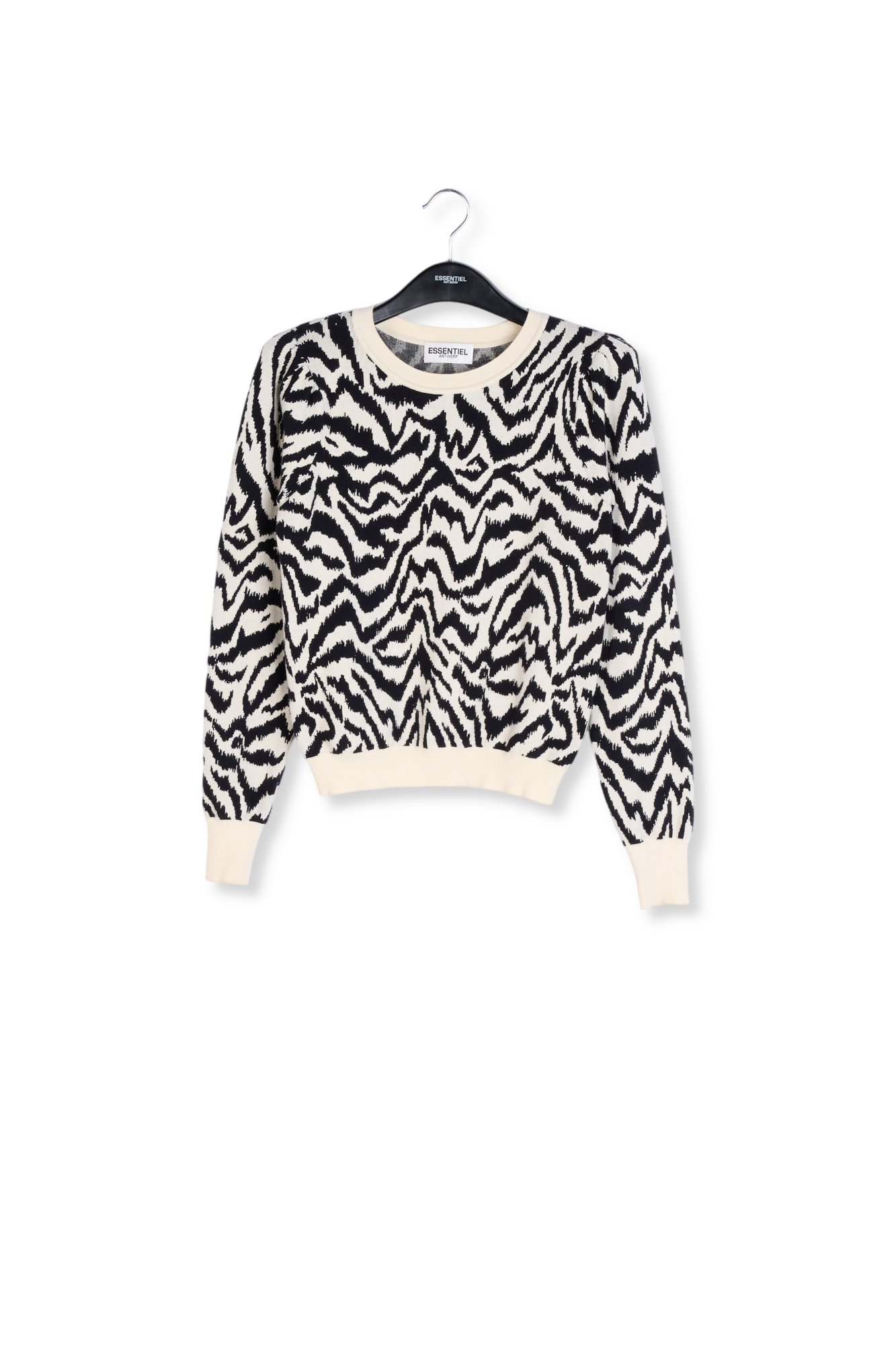 Pull en jacquard zébré noir et blanc RE—SSENTIEL seconde main photo 1