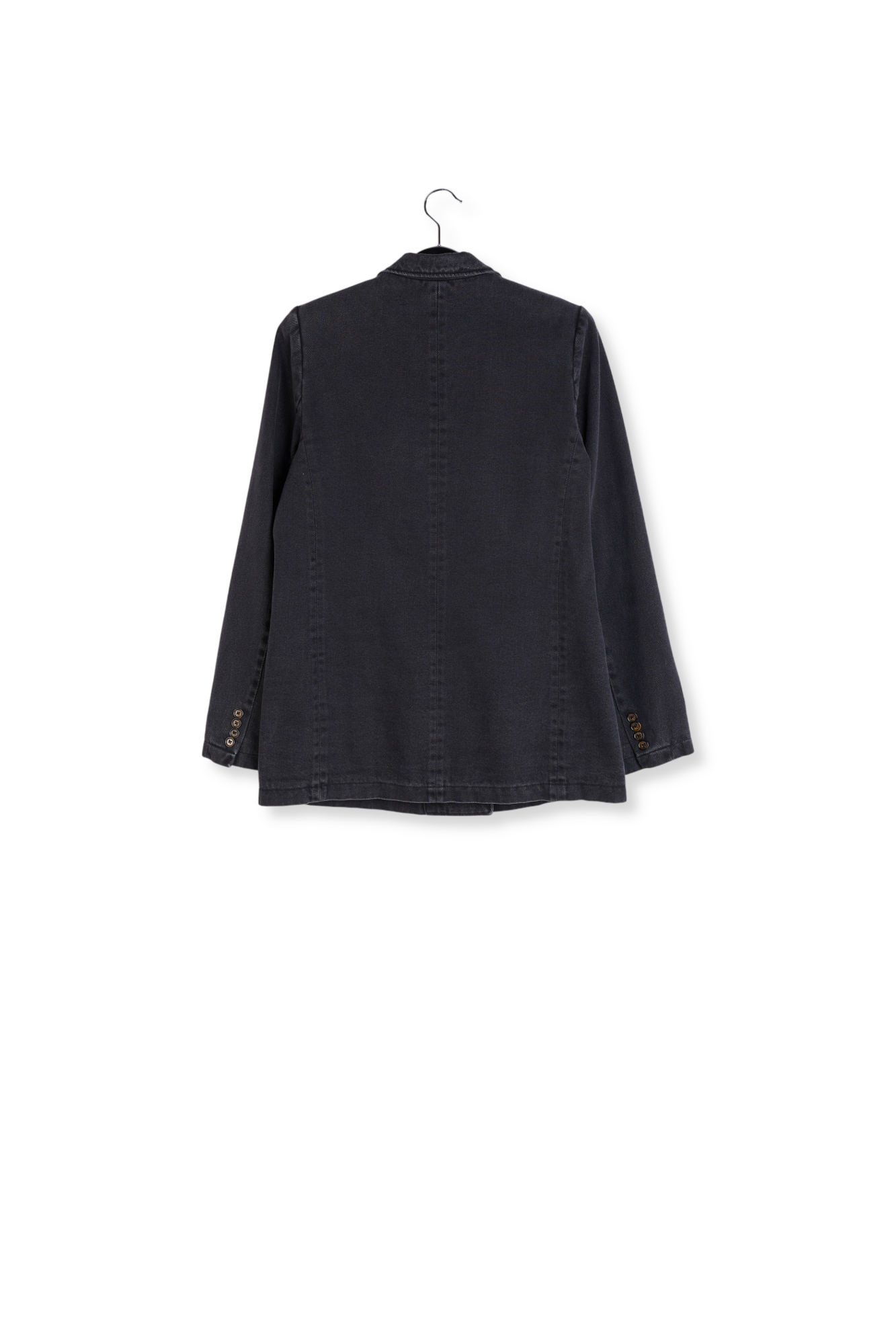 Black double-breasted denim blazer RE—SSENTIEL second-hand photo 2