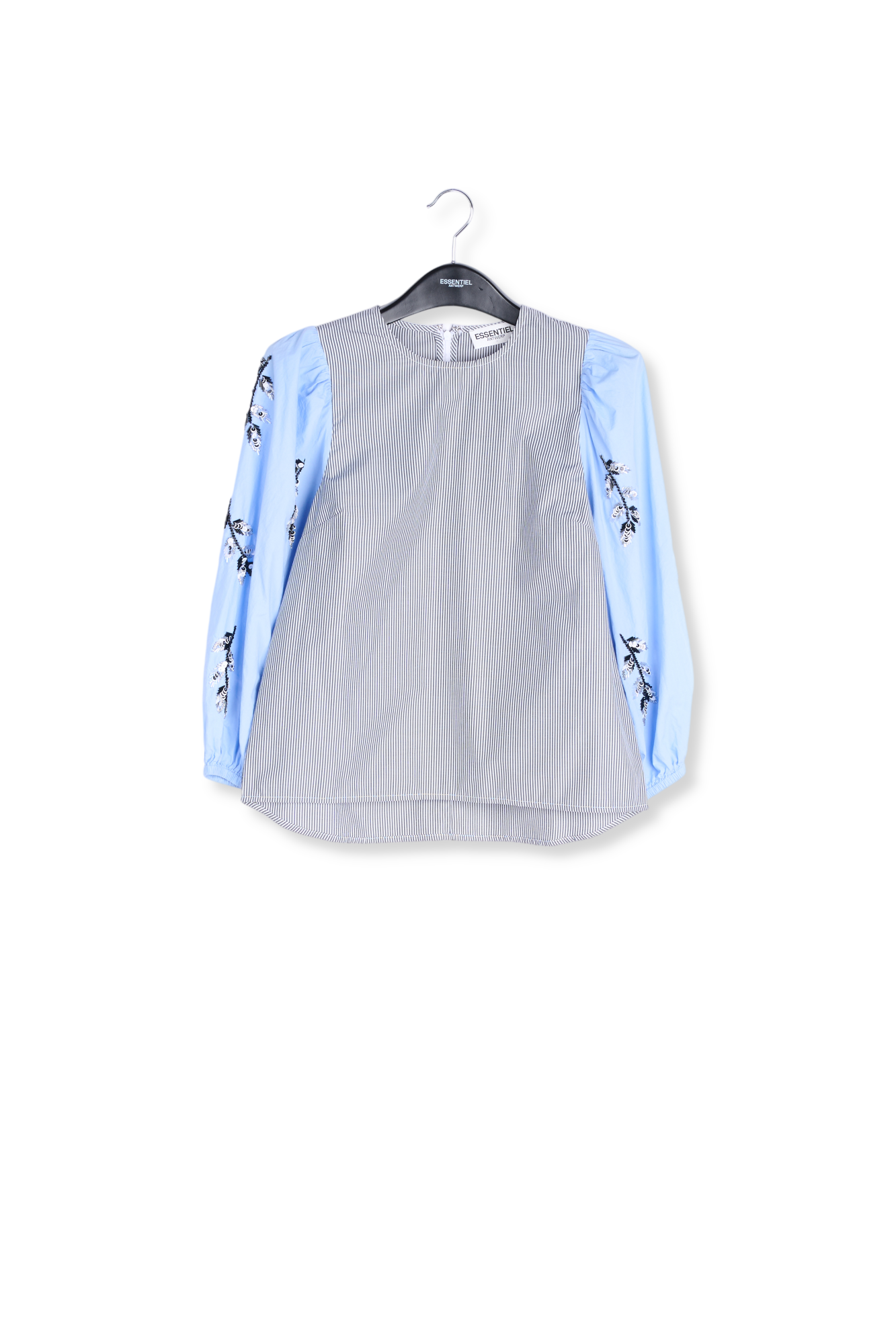Blue and white embellished puff sleeved top RE—SSENTIEL second-hand photo 1