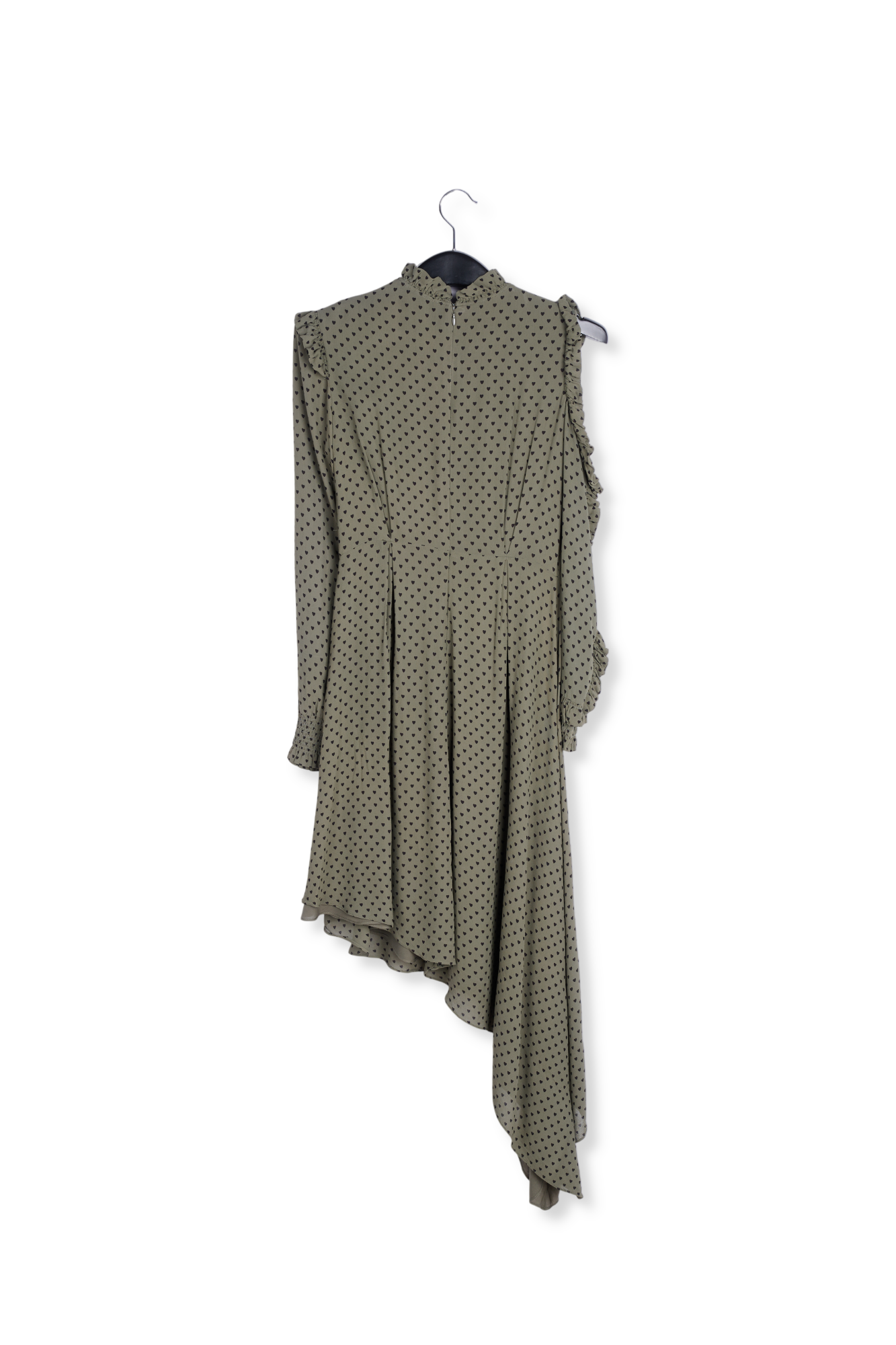 Robe kaki asymétrique à coeurs RE—SSENTIEL seconde main photo 2
