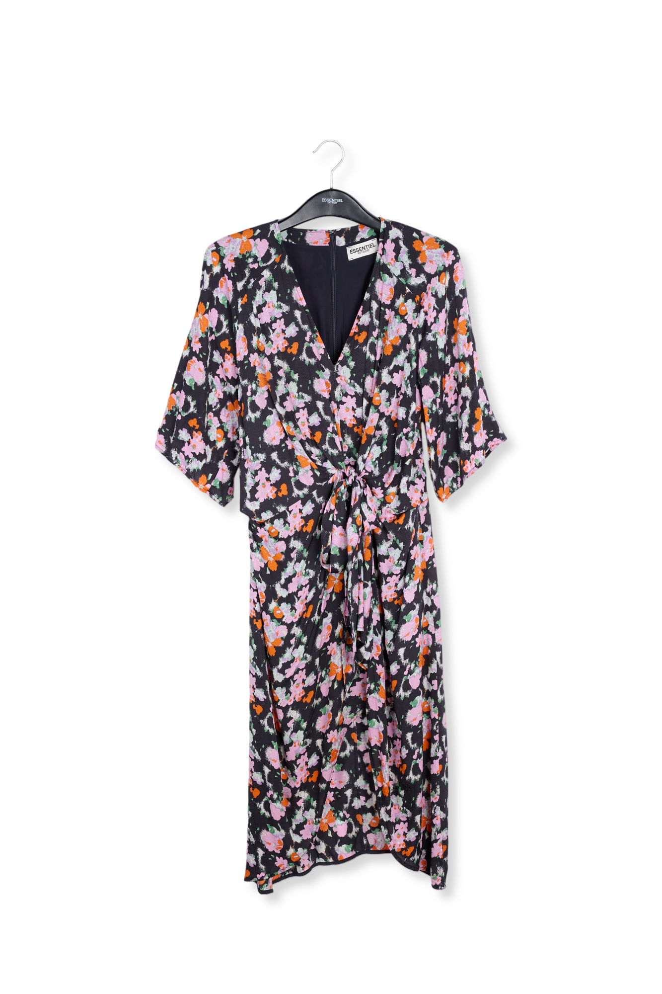 Donkerblauwe midi-jurk met print RE—SSENTIEL tweedehands photo 1