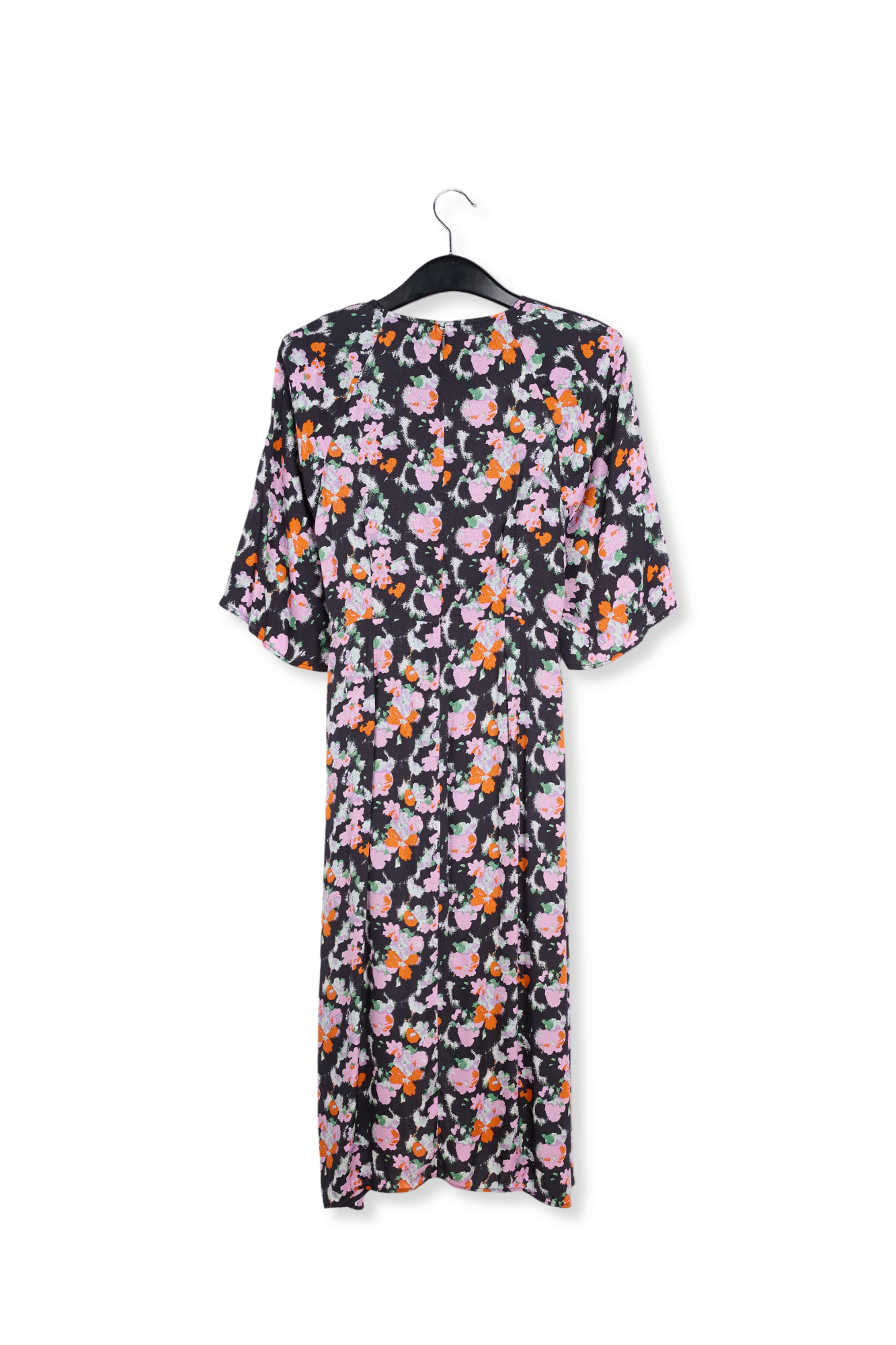 Donkerblauwe midi-jurk met print RE—SSENTIEL tweedehands photo 2