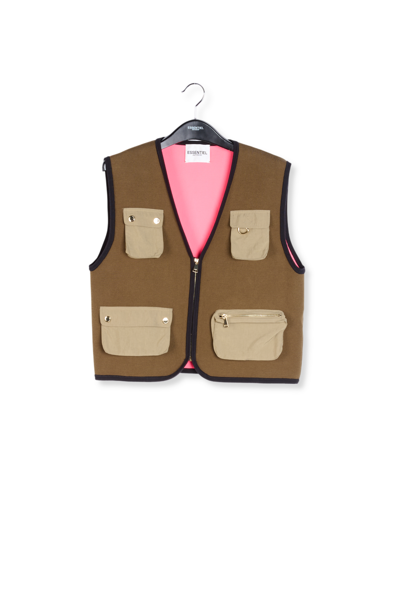Khaki sleeveless knit jacket RE—SSENTIEL second-hand photo 1