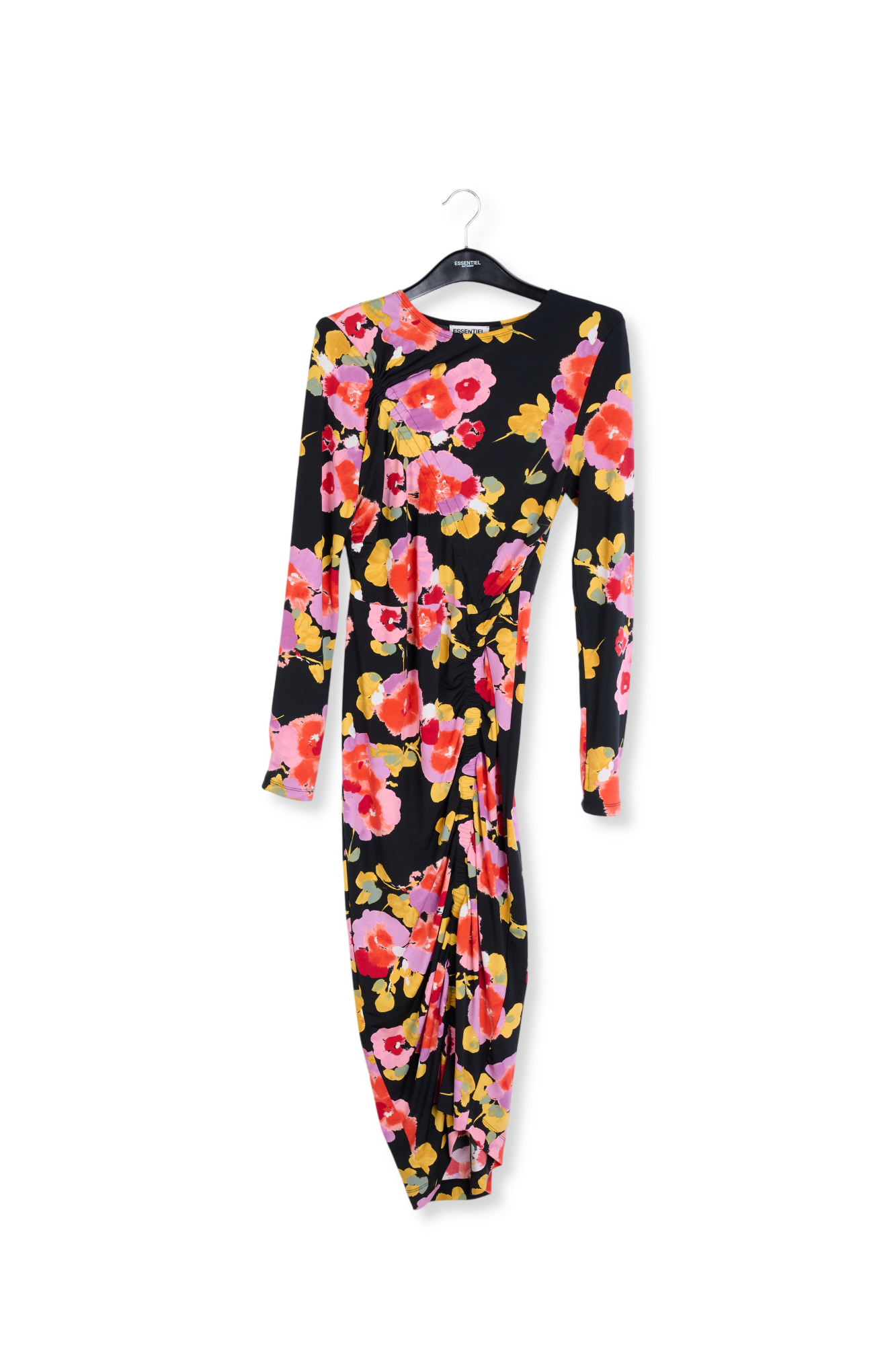 Zwarte midi-jurk met bloemenprint RE—SSENTIEL tweedehands photo 1
