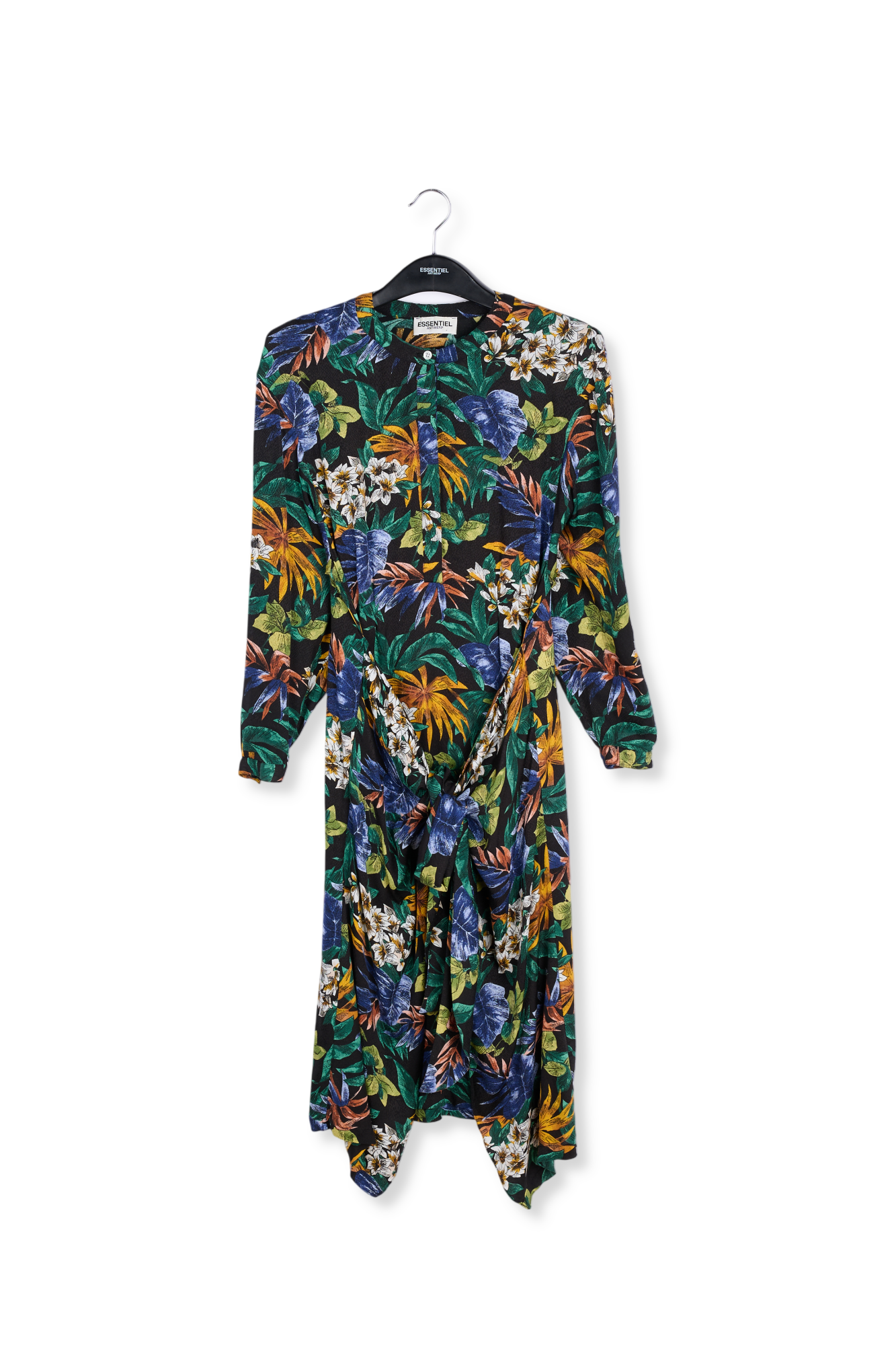 Blue, green and orange floral-print midi dress RE—SSENTIEL second-hand photo 1