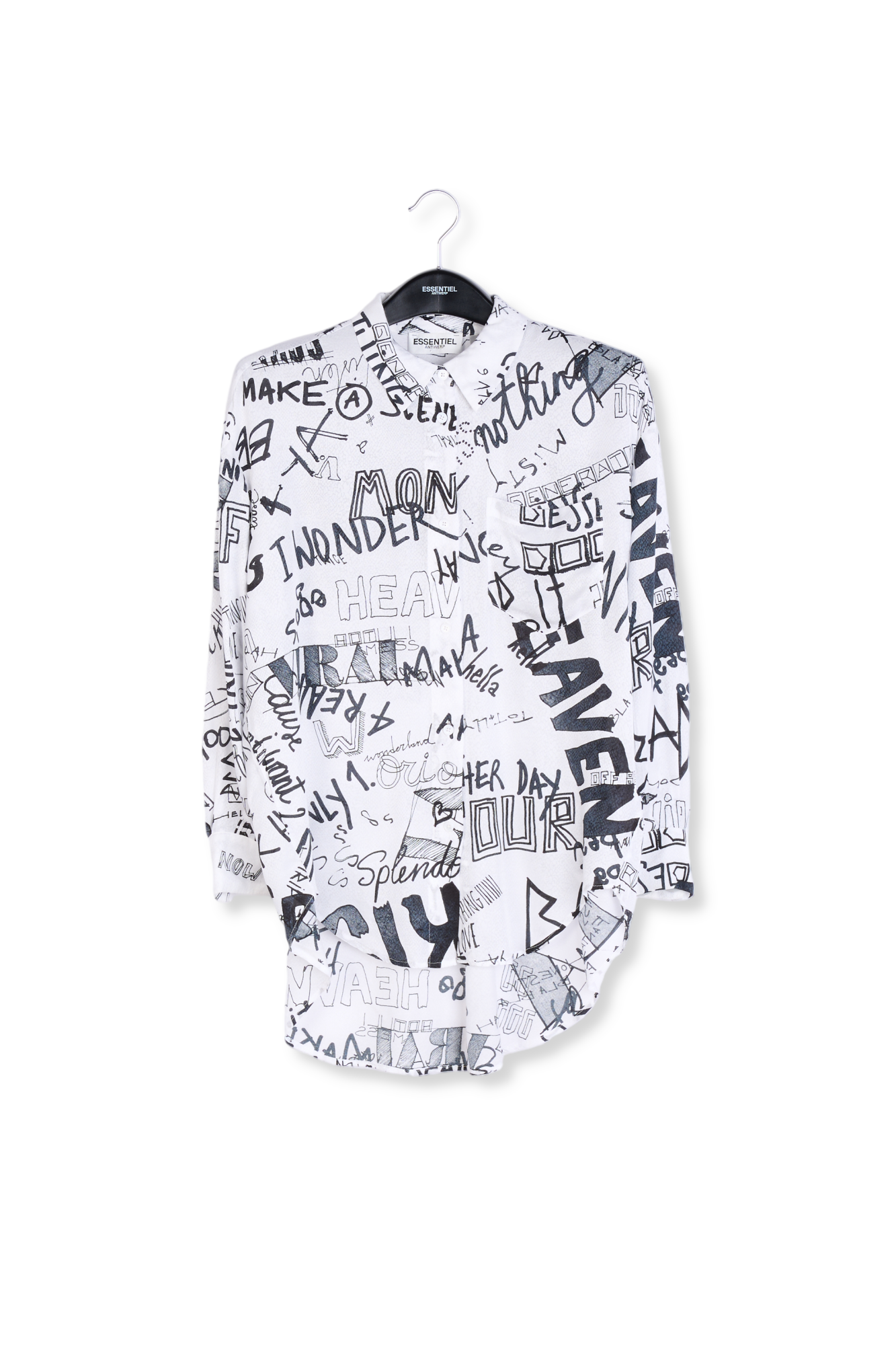 Chemise blanc cassé avec imprimé graffiti noir RE—SSENTIEL seconde main photo 1